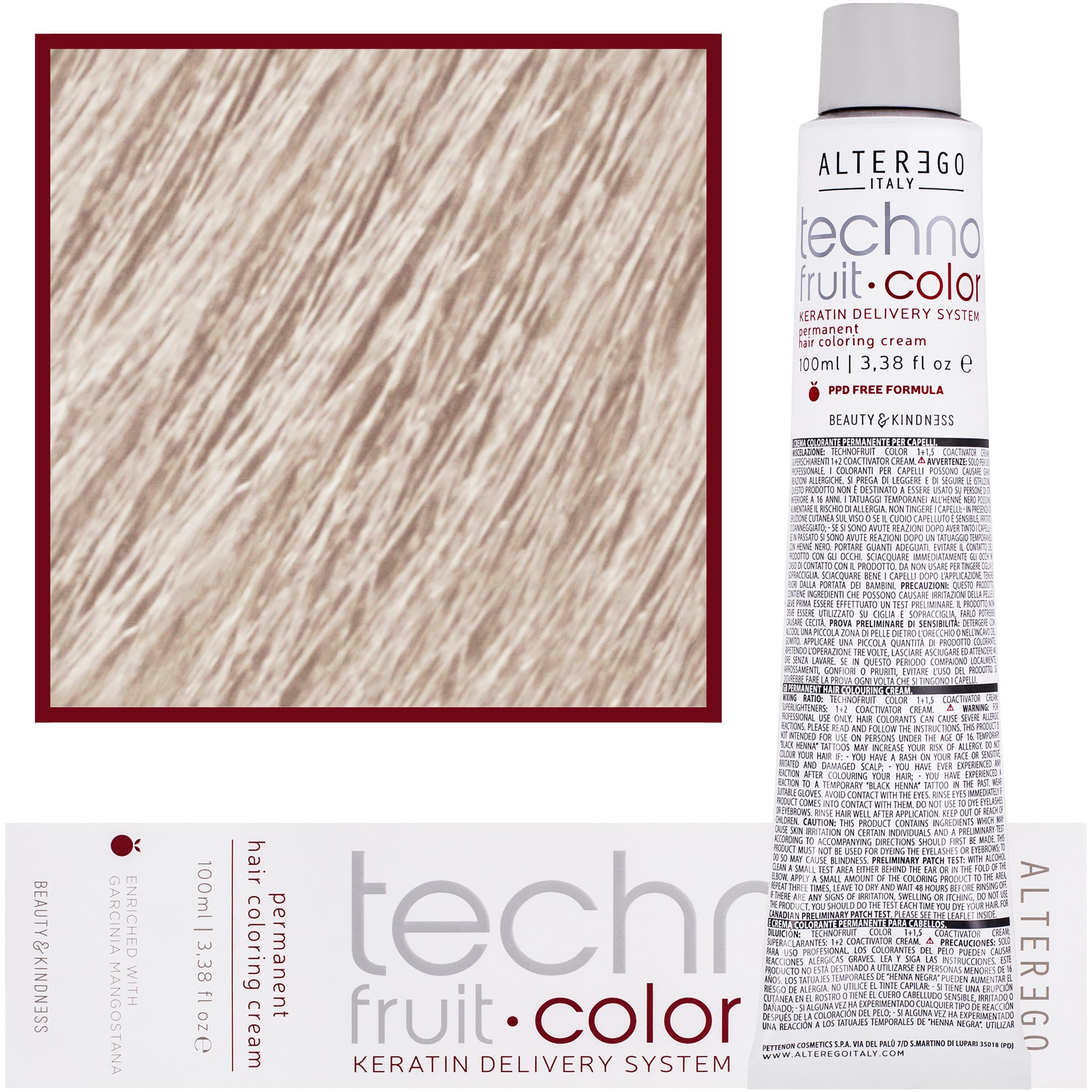 Technofruit Color - farba z keratyną do trwałej koloryzacji włosów, 9/2 | Bardzo Jasny Blond Irysowy