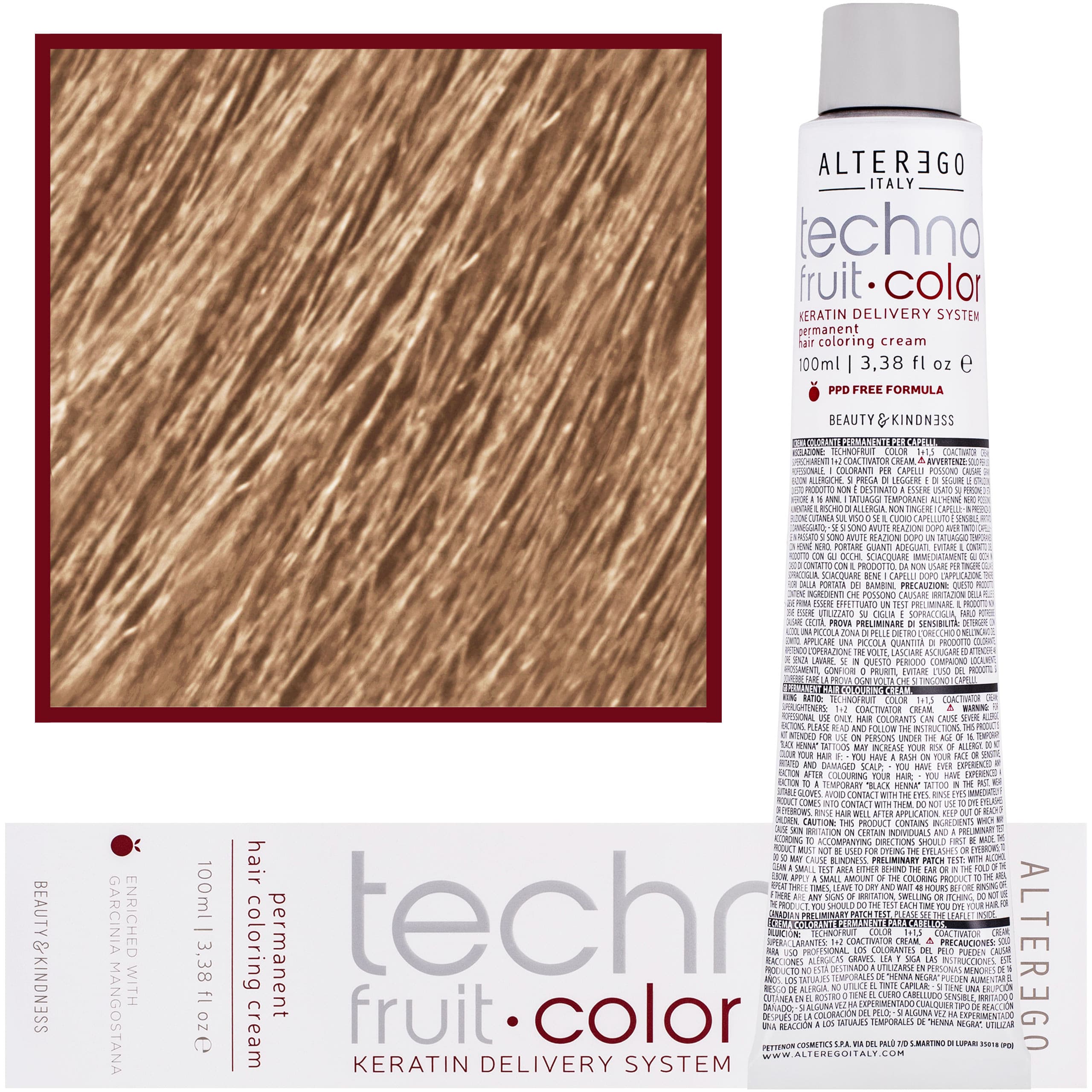 Technofruit Color - farba z keratyną do trwałej koloryzacji włosów, 9/3 | Bardzo jasny Blond Złoty