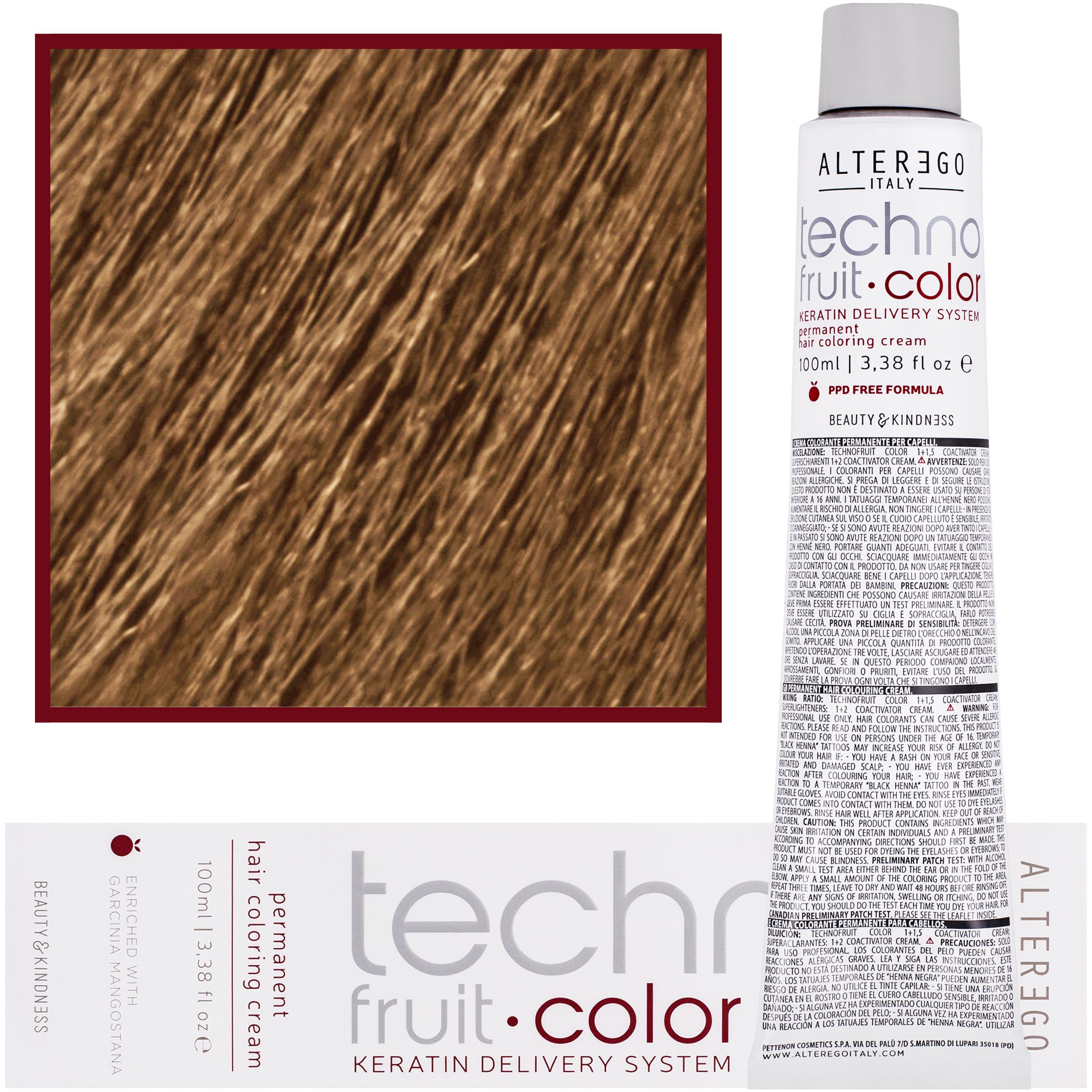Technofruit Color - farba z keratyną do trwałej koloryzacji włosów, 9/31 | Bardzo Jasny Blond Złoto Popielaty