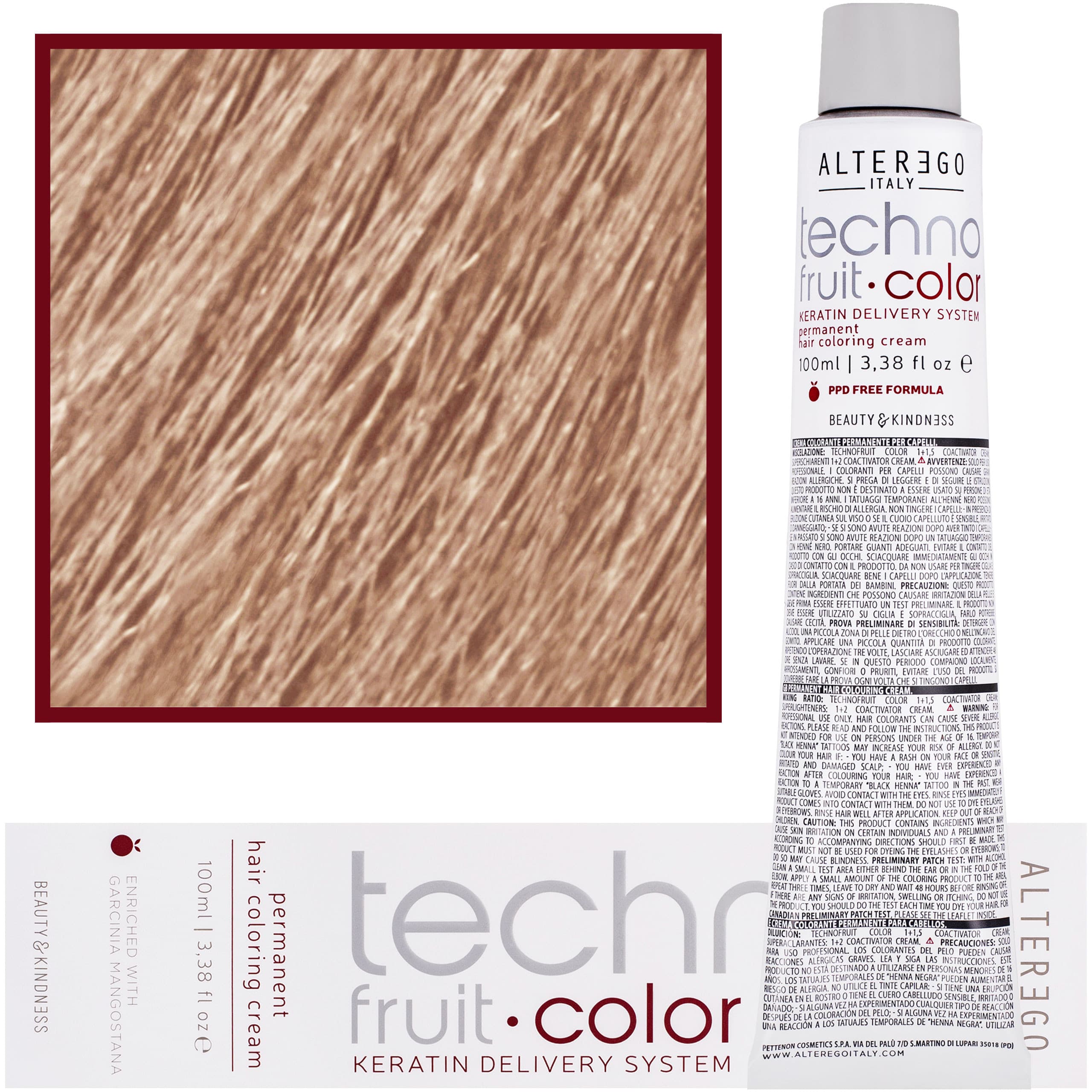 Technofruit Color - farba z keratyną do trwałej koloryzacji włosów, 10/32 | Platynowy Blond Złoty Irys
