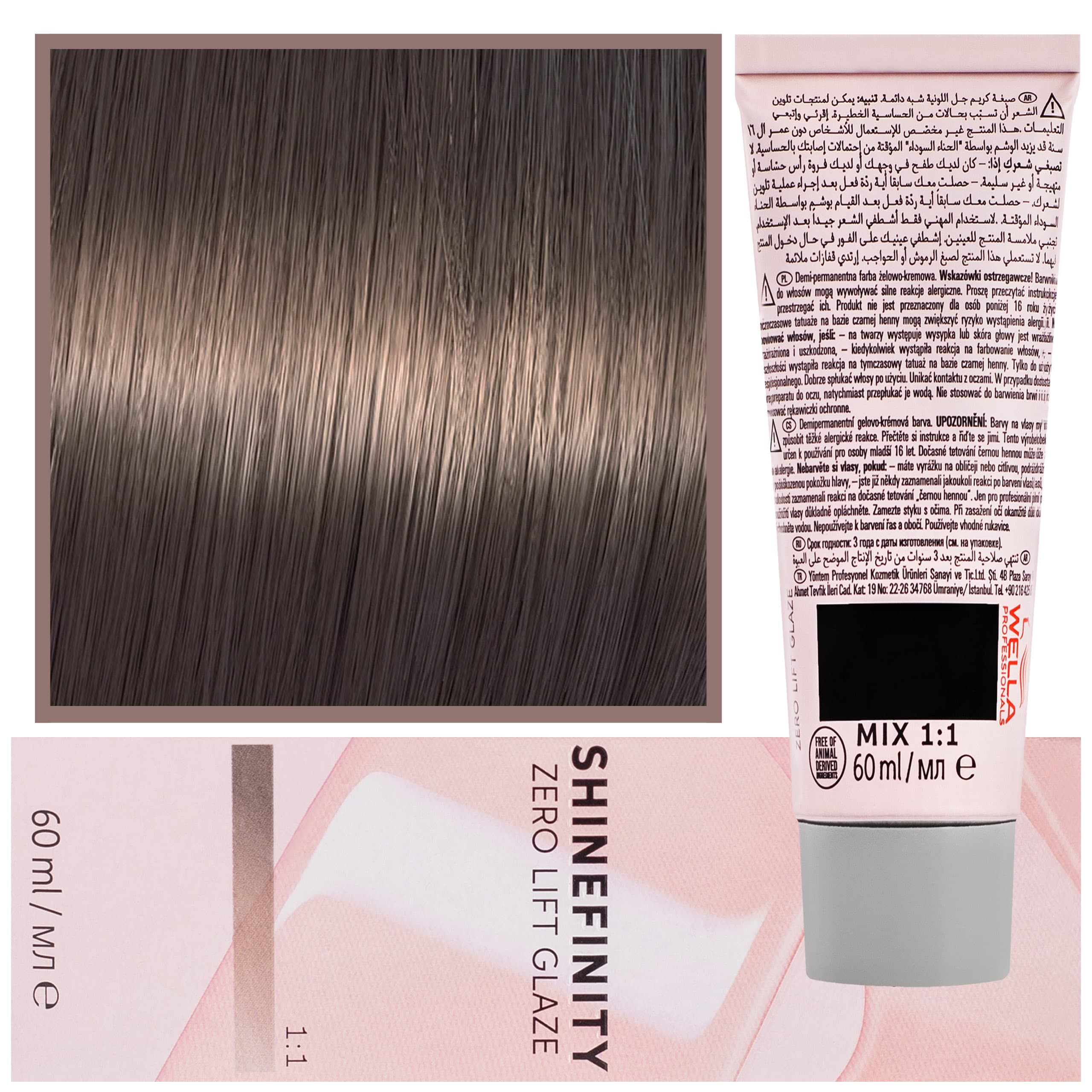 Shinefinity Zero Lift Glaze - profesjonalna farba do włosów, 04/07 | Średni Naturalny Brązowy Brąz