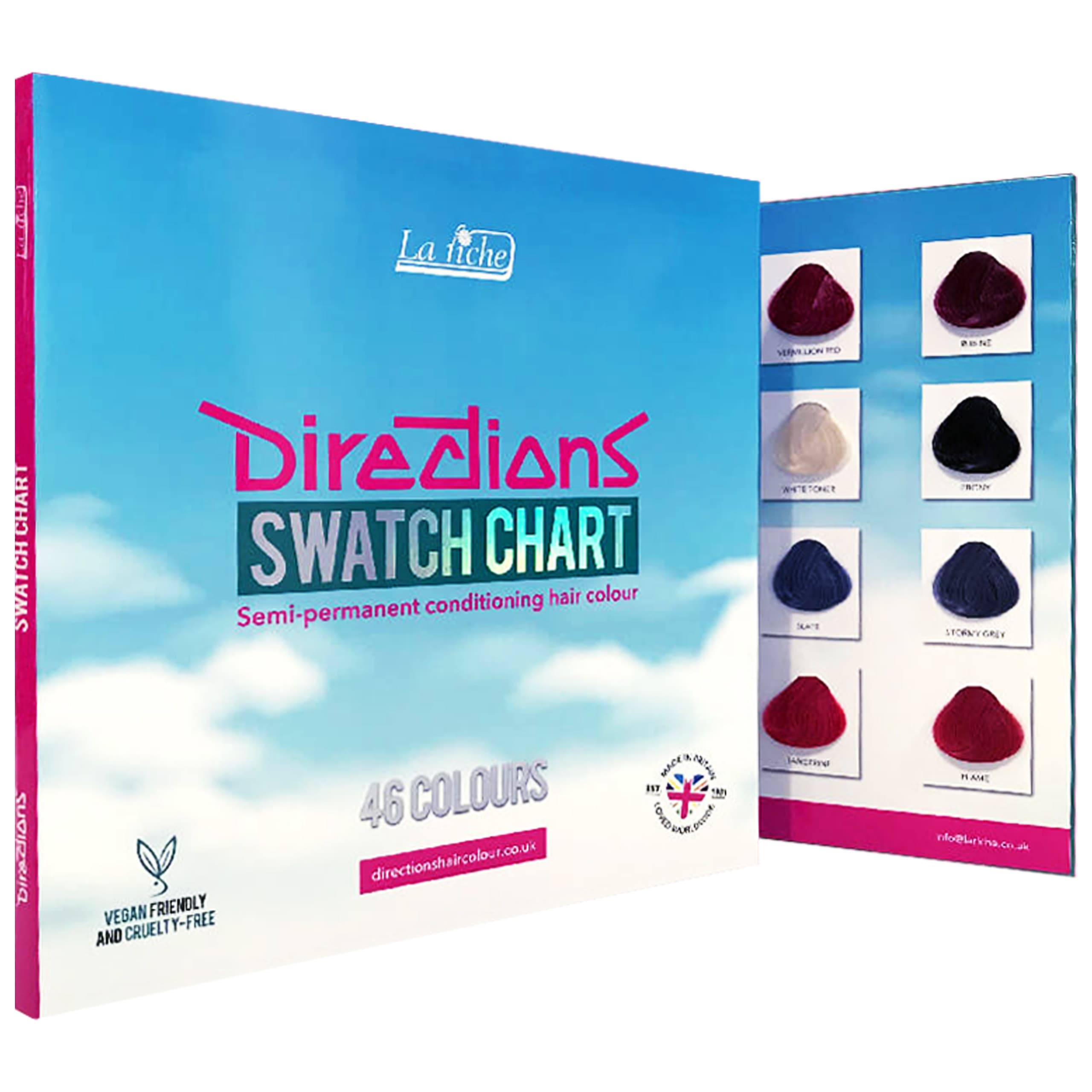 Directions - paleta kolorów wegańskich tonerów hair dye, 46 intensywnych odcieni