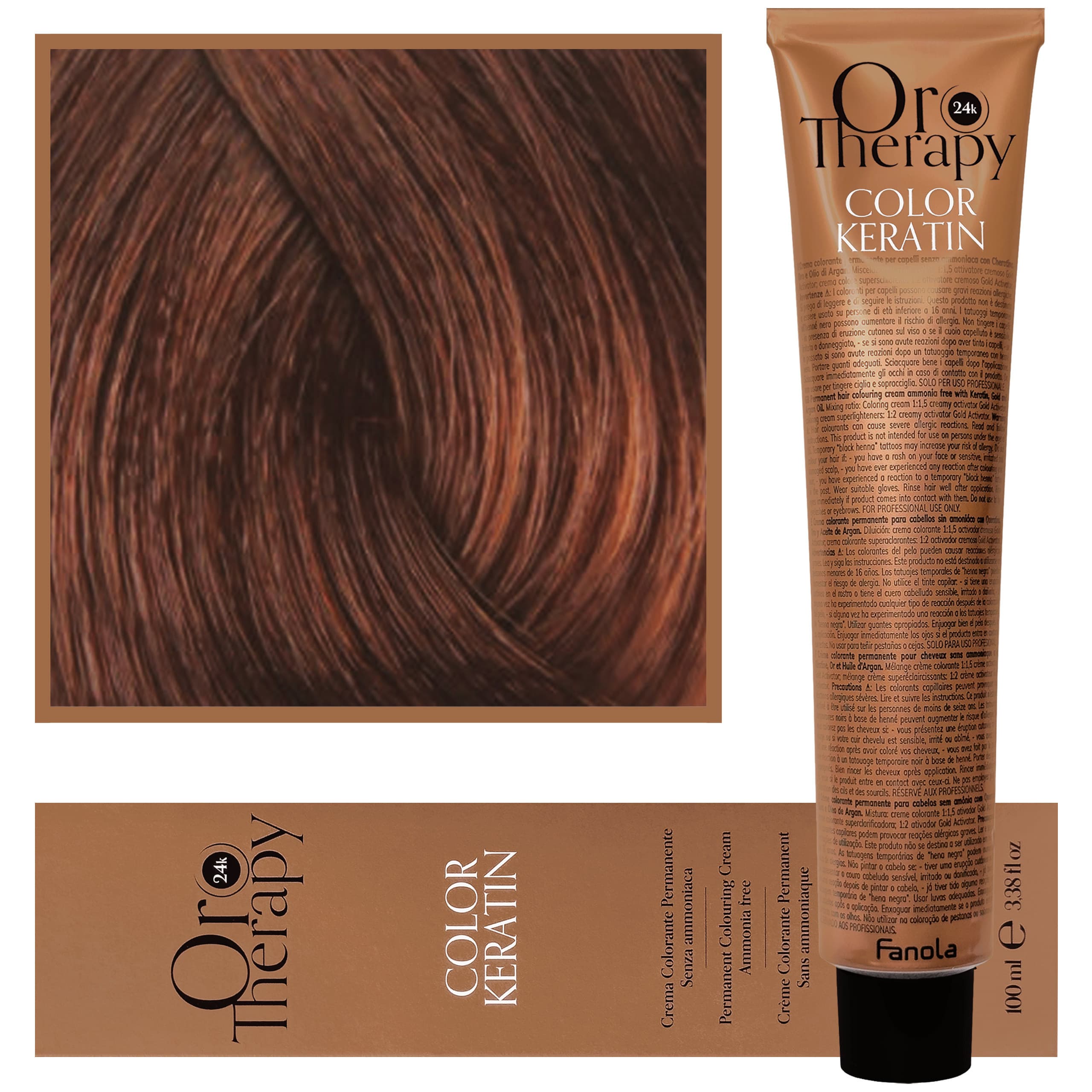 Oro Therapy - farba do włosów bez amoniaku, pełna paleta kolorów 6,34 | Ciemny Złoty Miedziany Blond