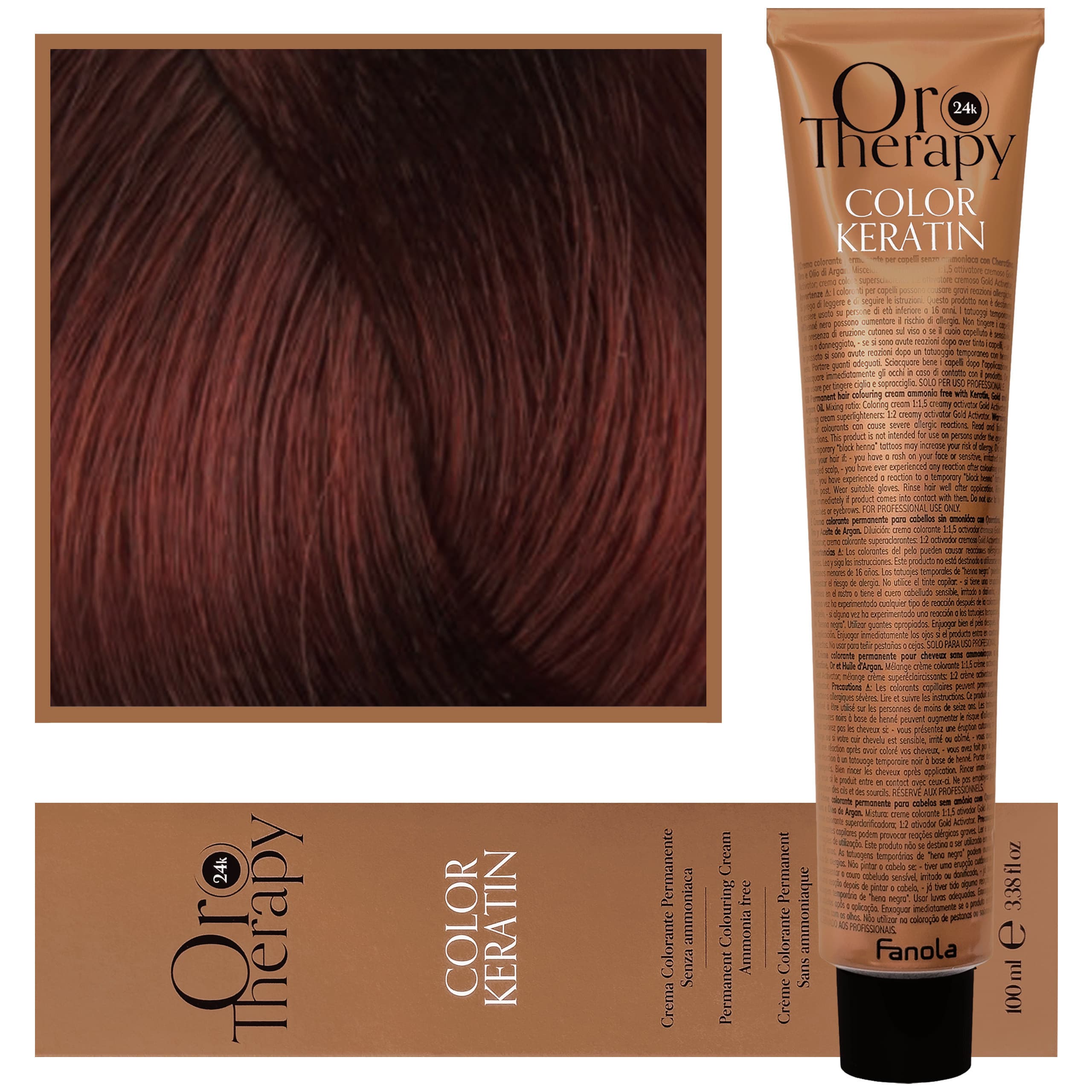 Oro Therapy - farba do włosów bez amoniaku, pełna paleta kolorów 6,46 | Ciemny Miedziany Czerwony Blond