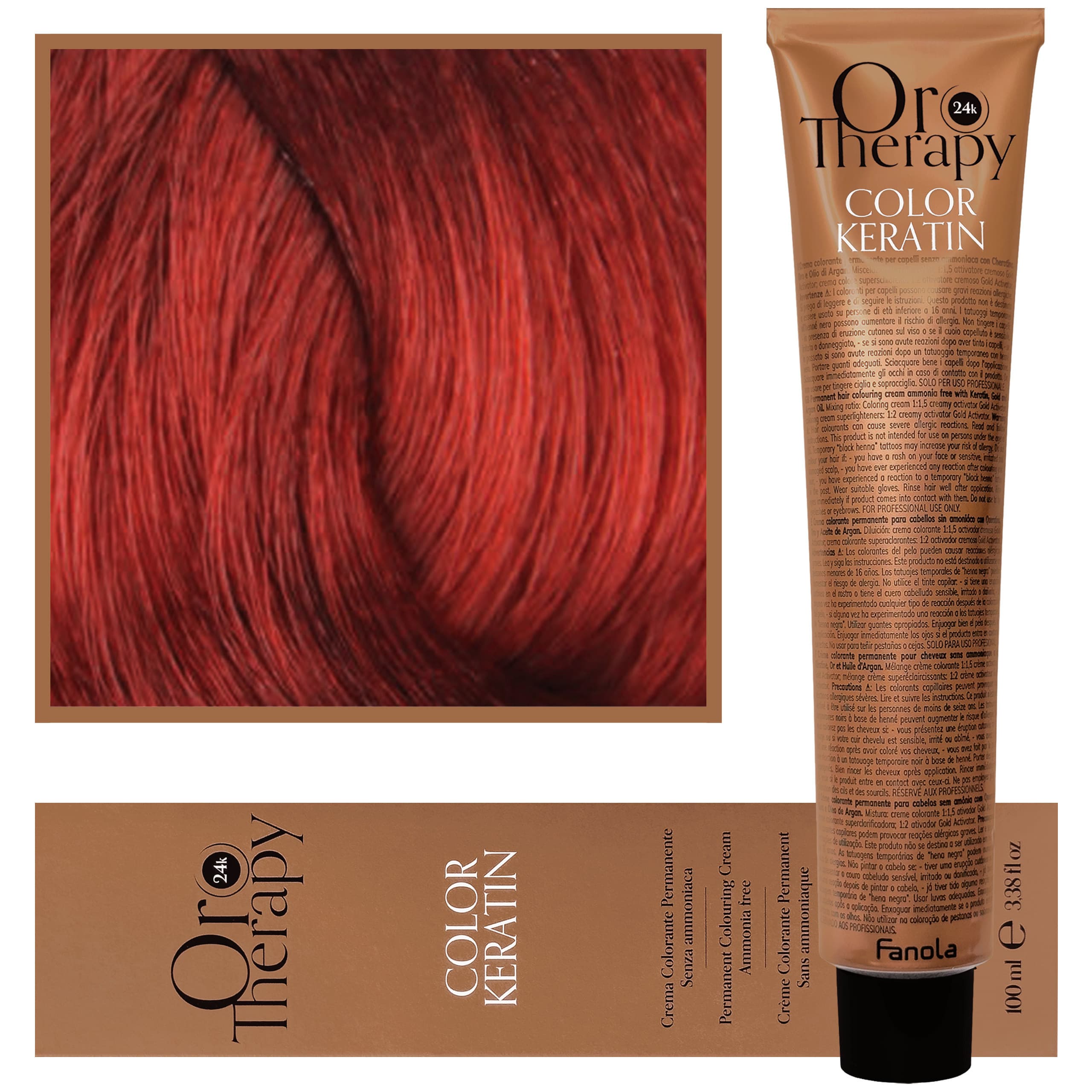 Oro Therapy - farba do włosów bez amoniaku, pełna paleta kolorów 6,6 | Ciemny Czerwony Blond