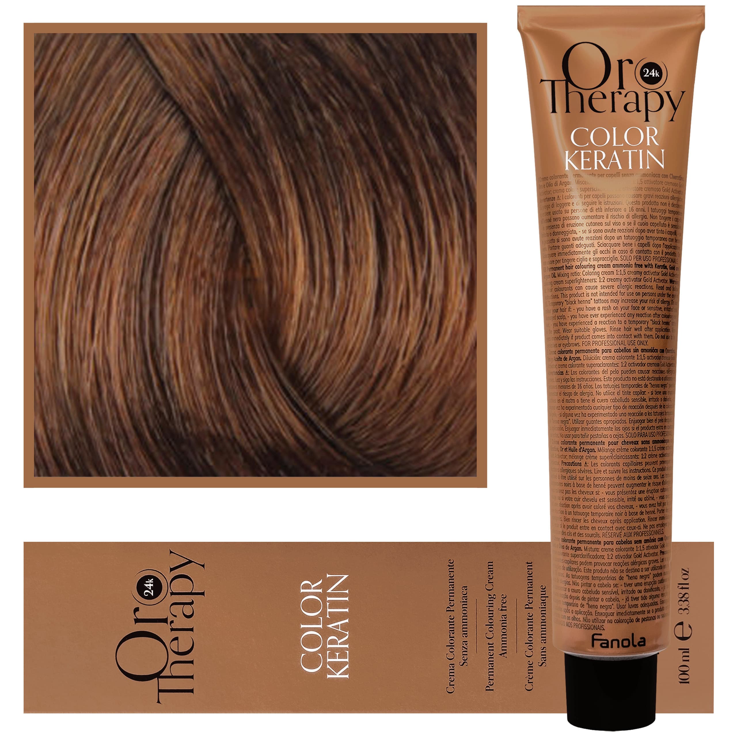 Oro Therapy - farba do włosów bez amoniaku, pełna paleta kolorów 7,34 | Złoty Miedziany Blond