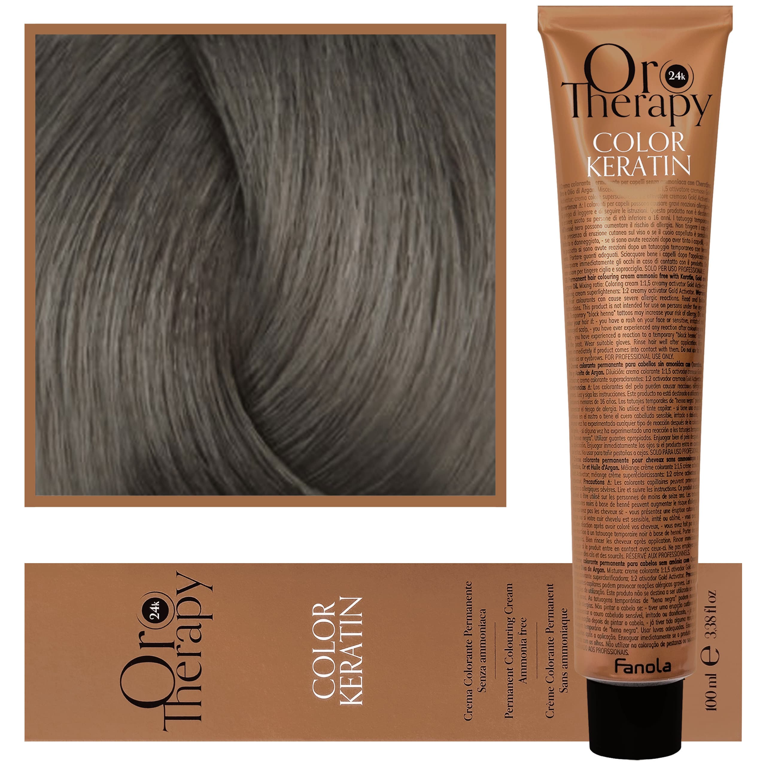 Oro Therapy - farba do włosów bez amoniaku, pełna paleta kolorów 8,1 | Jasny Popielaty Blond
