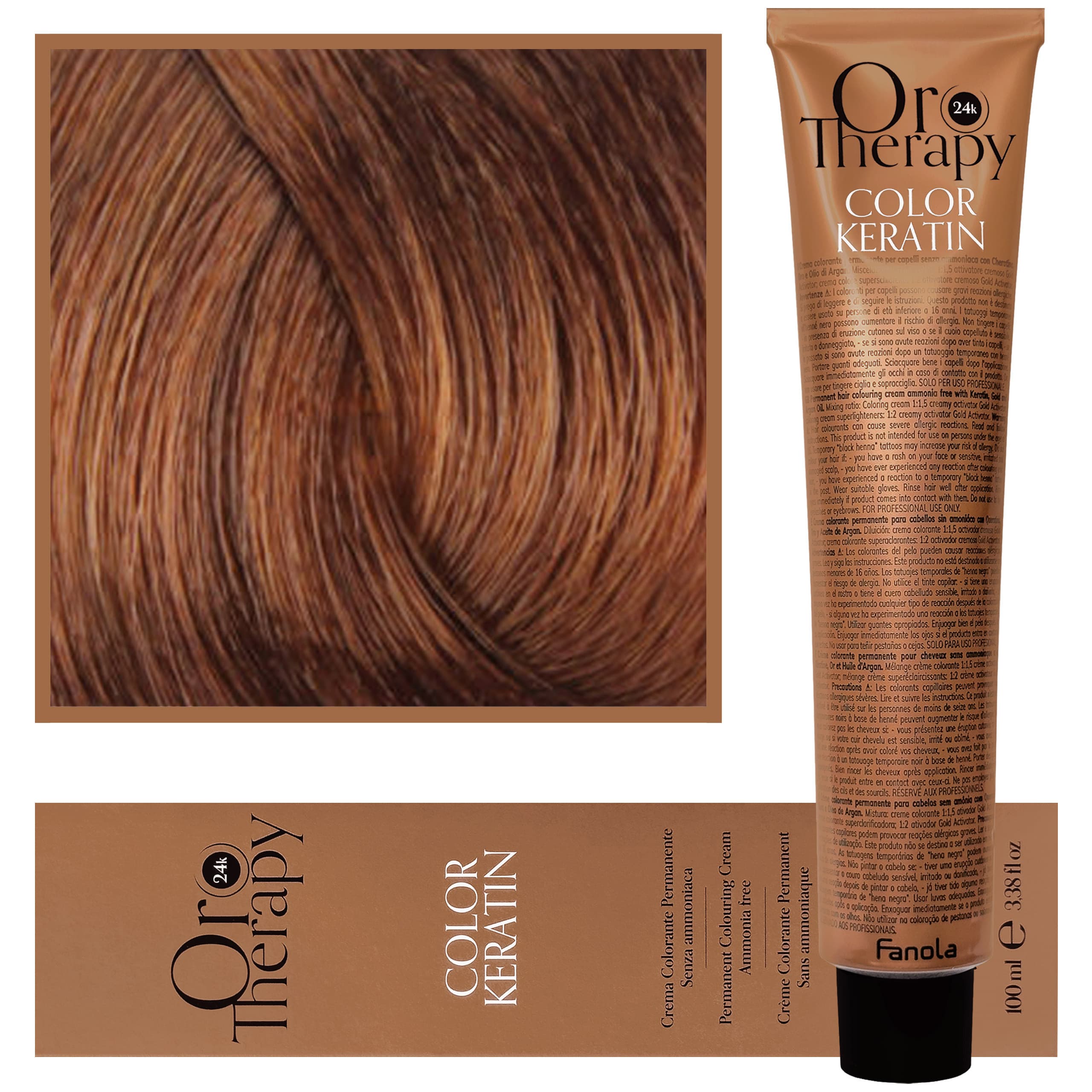 Oro Therapy - farba do włosów bez amoniaku, pełna paleta kolorów 8,34 | Jasny Złoty Miedziany Blond