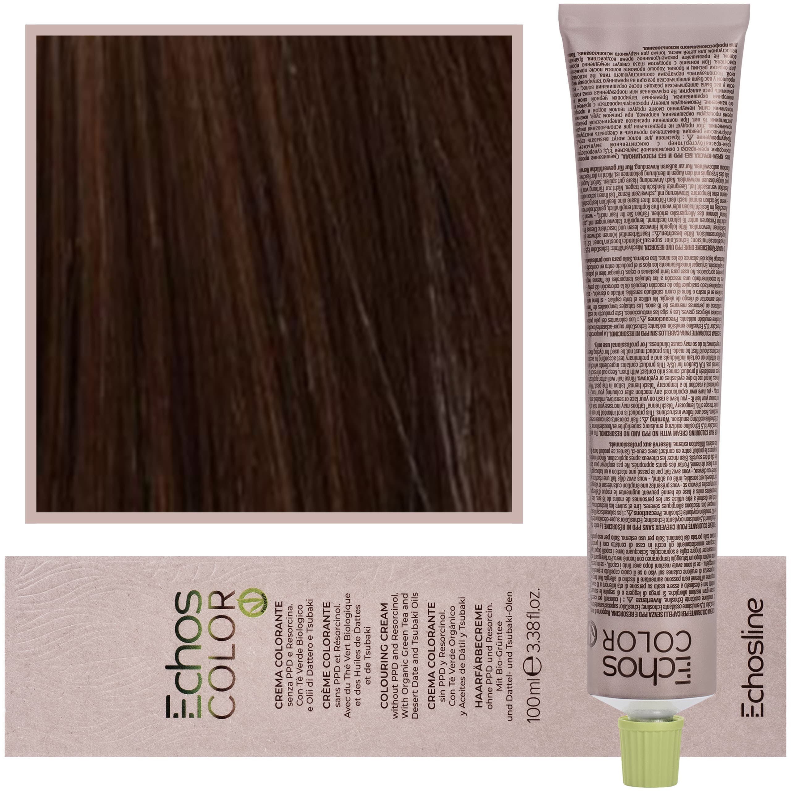 Echos Color Colouring Cream - wegańska farba do włosów, 44,0 | Extra Intensywny/Średni Kasztan