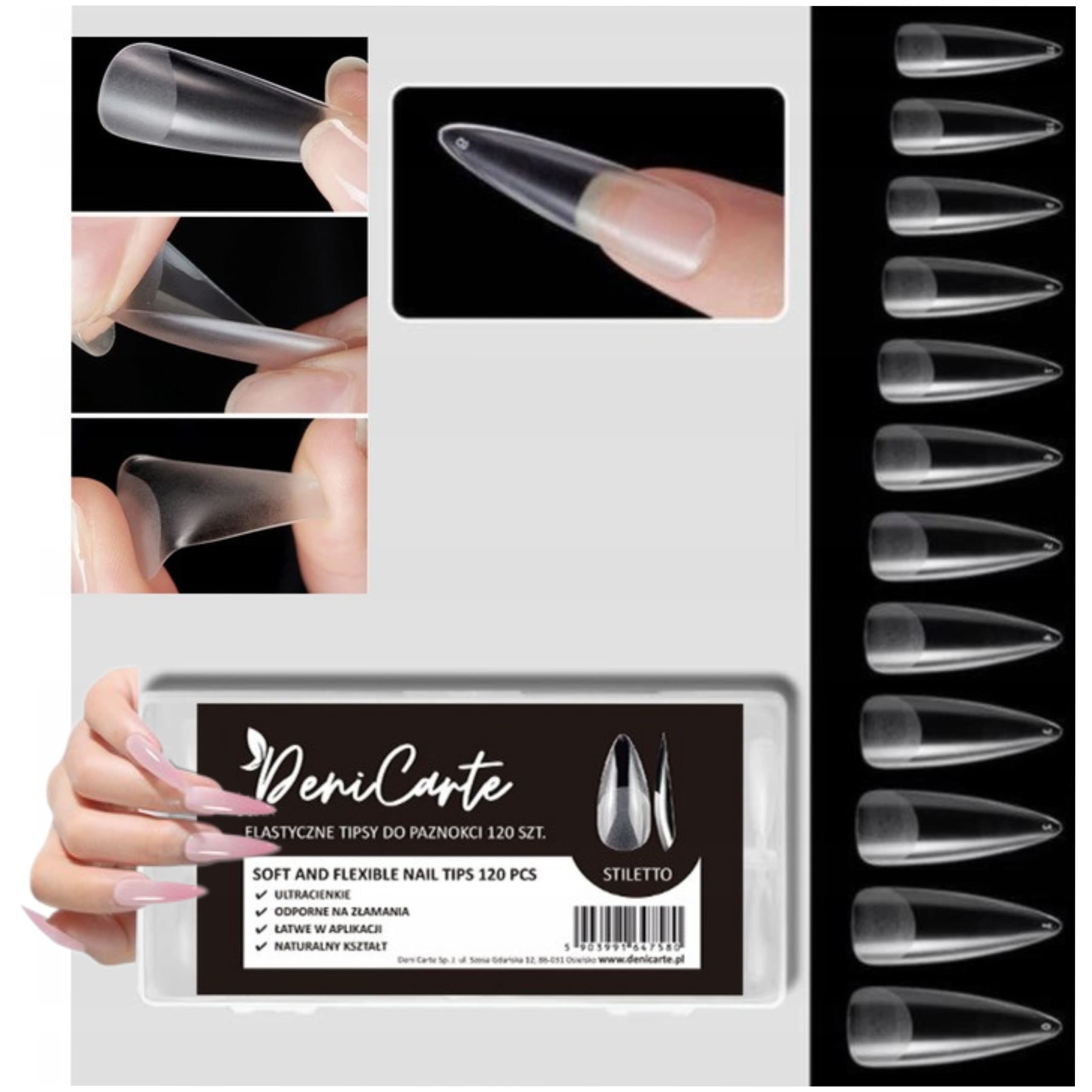Deni Carte Tipsy Flexible Stiletto - elastyczne tipsy