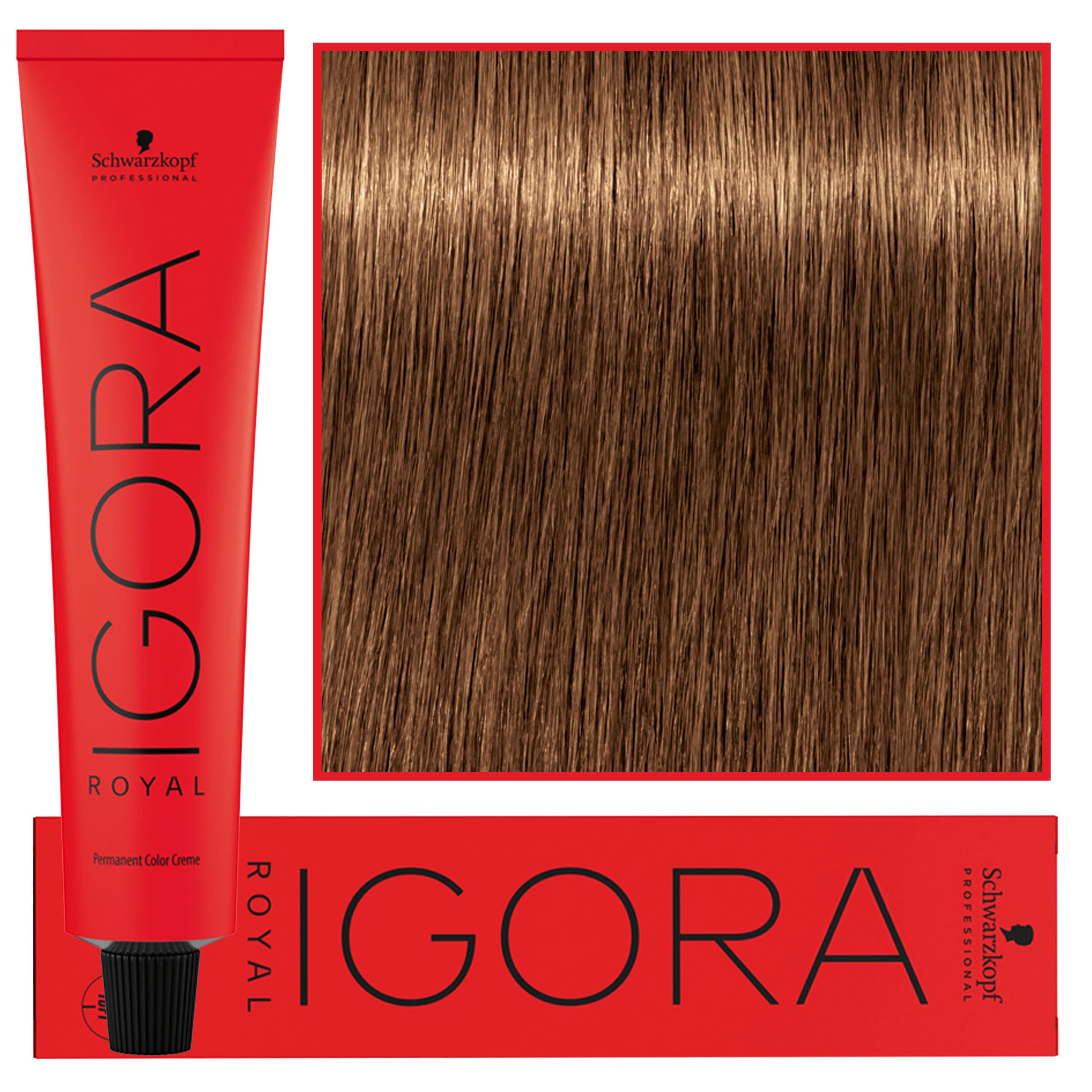 Igora Royal - trwała farba do włosów o innowacyjnej formule, 7-55 | Średni Blond Złoty Ekstra