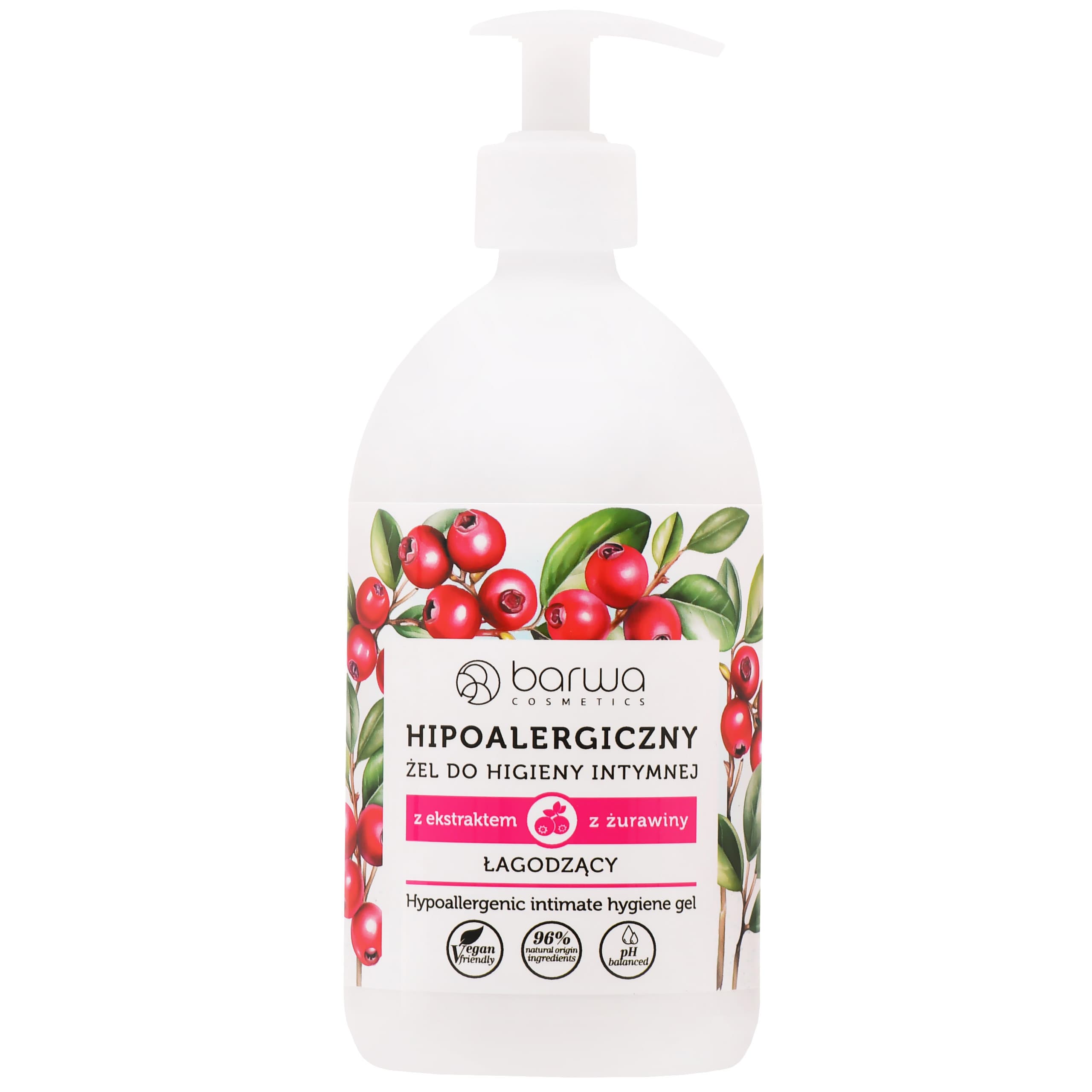 Cosmetics - łagodzący hipoalergiczny żel do higieny intymnej z żurawiną