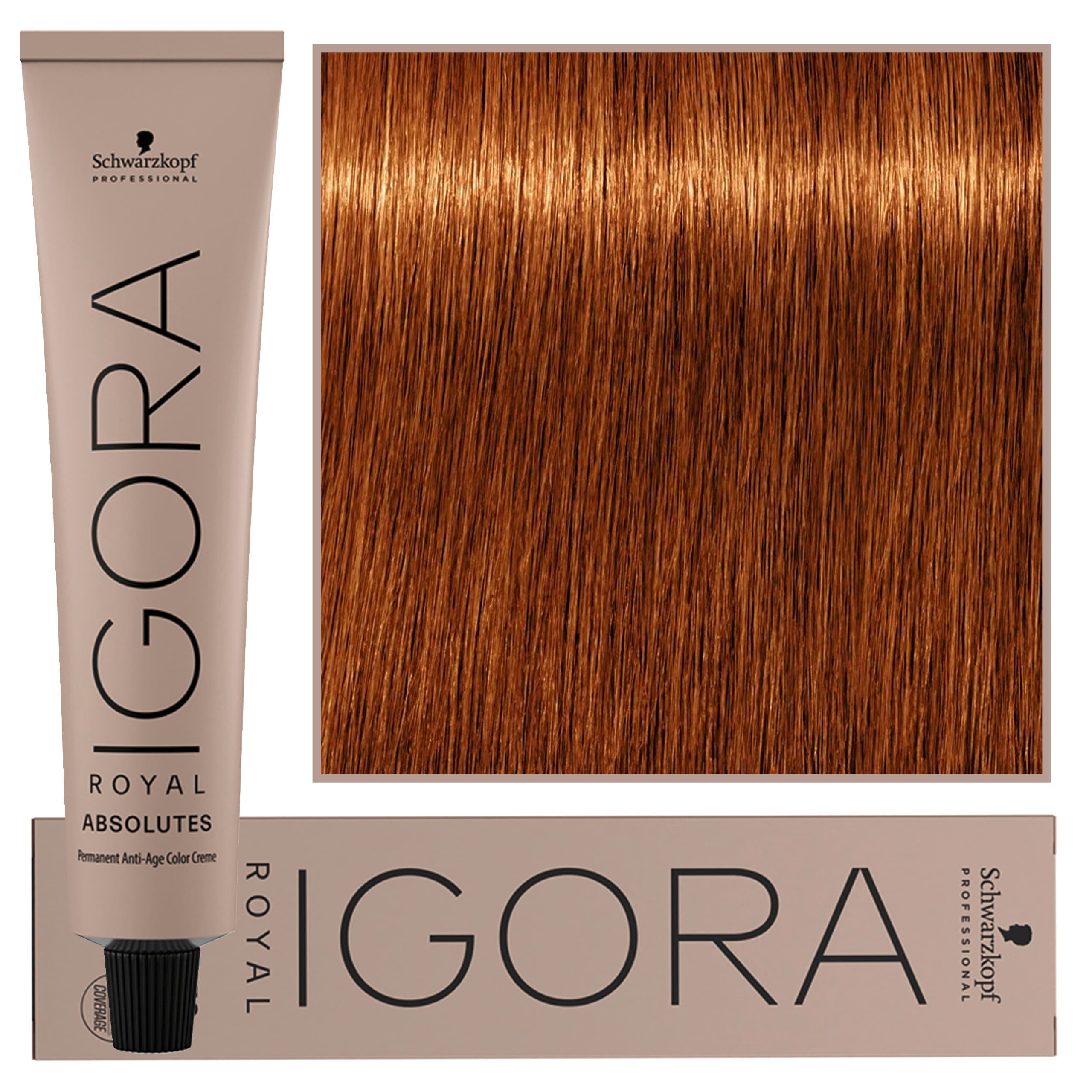 Igora Royal Absolutes - trwała farba do włosów z kolagenem, 7-70 | Średni Blond Miedziano Naturalny