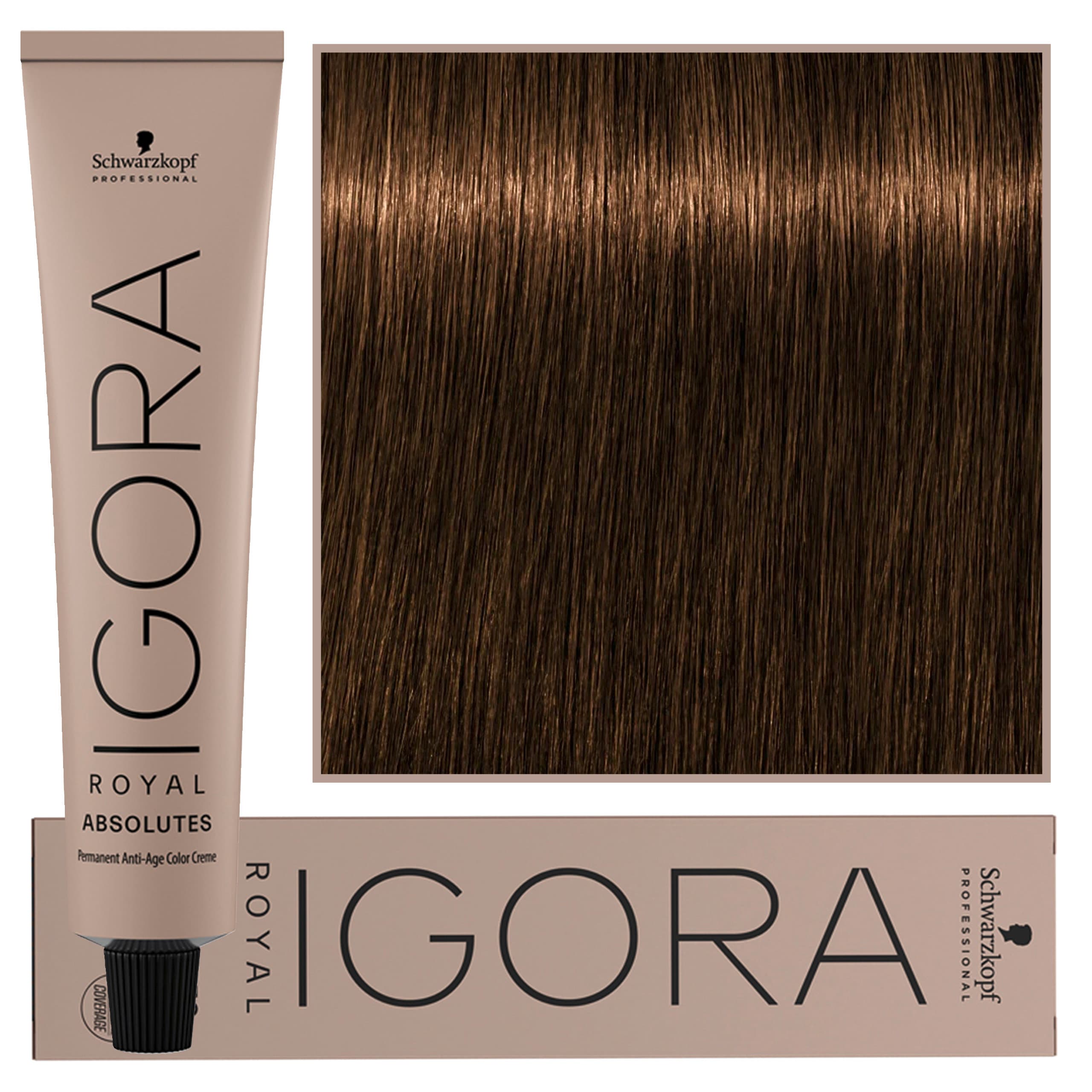 Igora Royal Absolutes - trwała farba do włosów z kolagenem, 6-50 | Ciemny Blond Złoty Naturalny