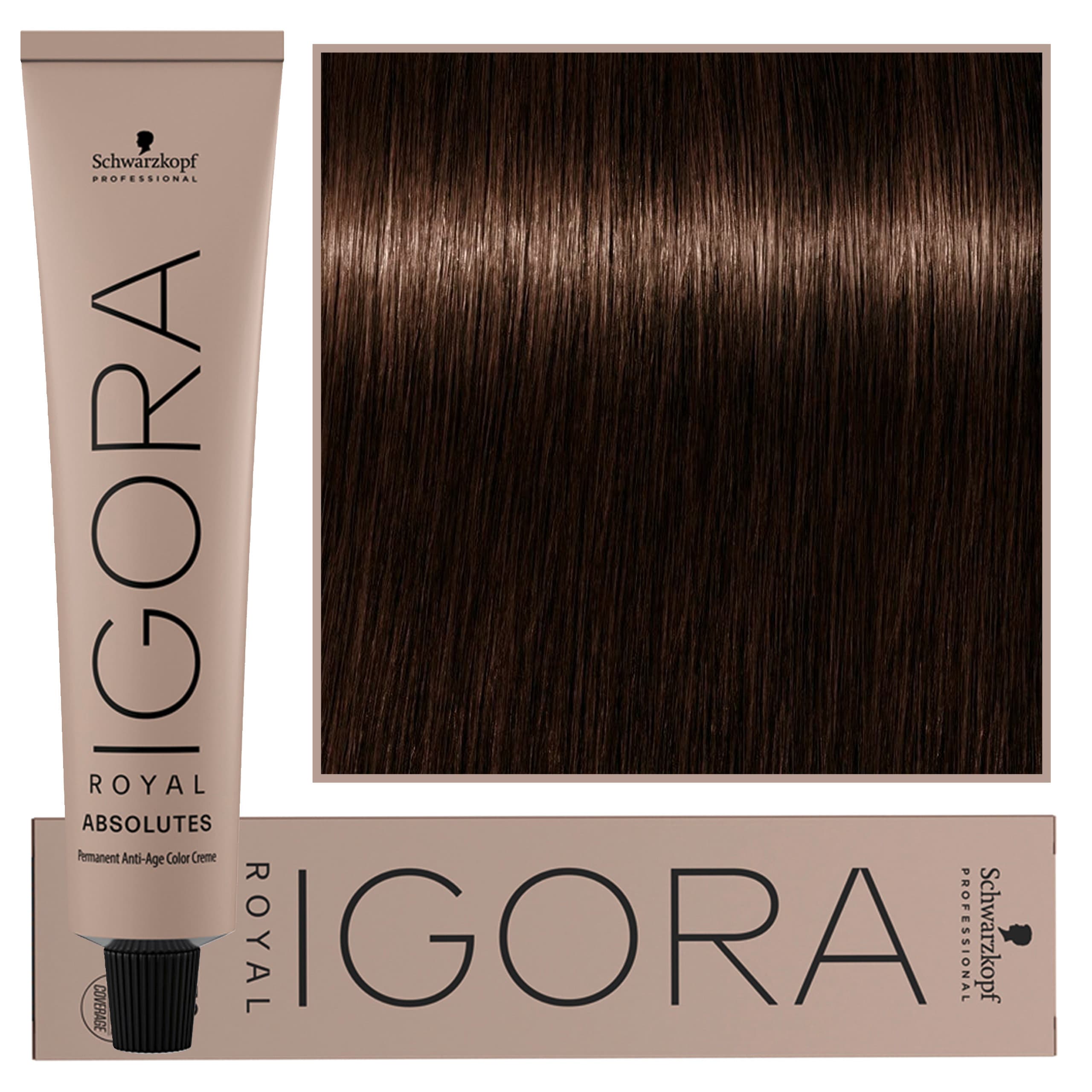 Igora Royal Absolutes - trwała farba do włosów z kolagenem, 4-60 | Średni Brąz Czekoladowy Naturalny