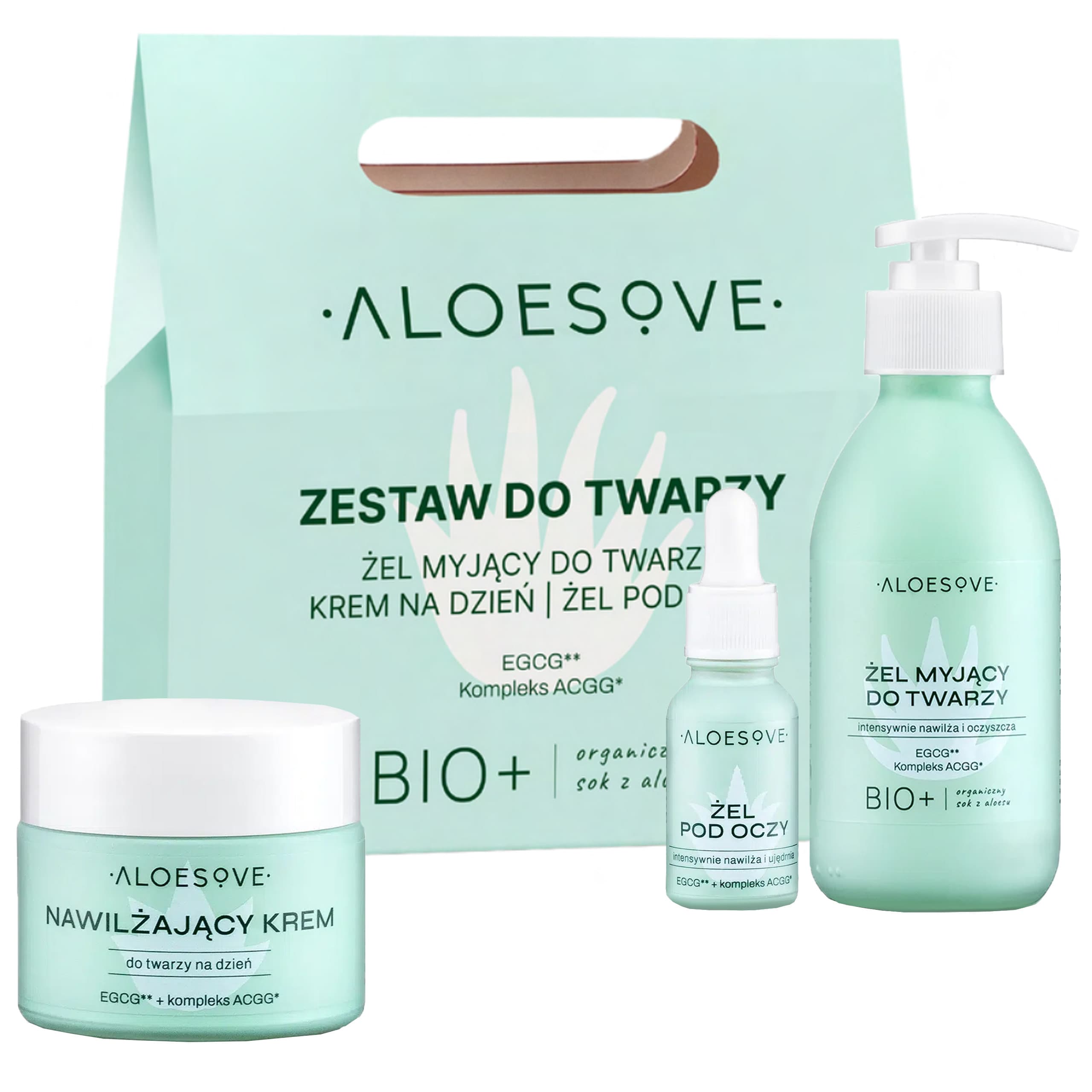 Green zestaw do twarzy - krem, + żel myjący, + żel pod oczy