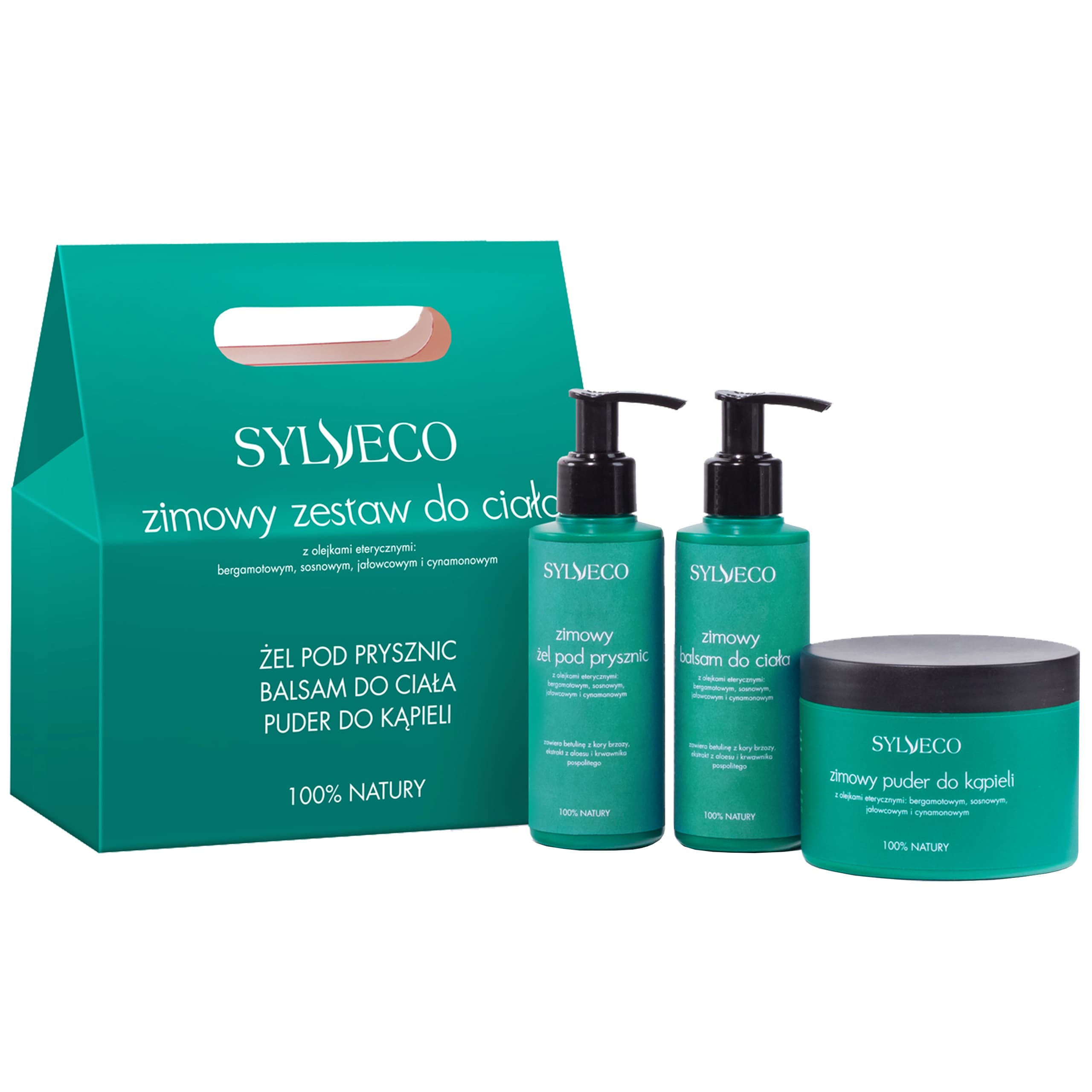 zimowy zestaw do ciała - puder do kąpieli, + balsam, + żel