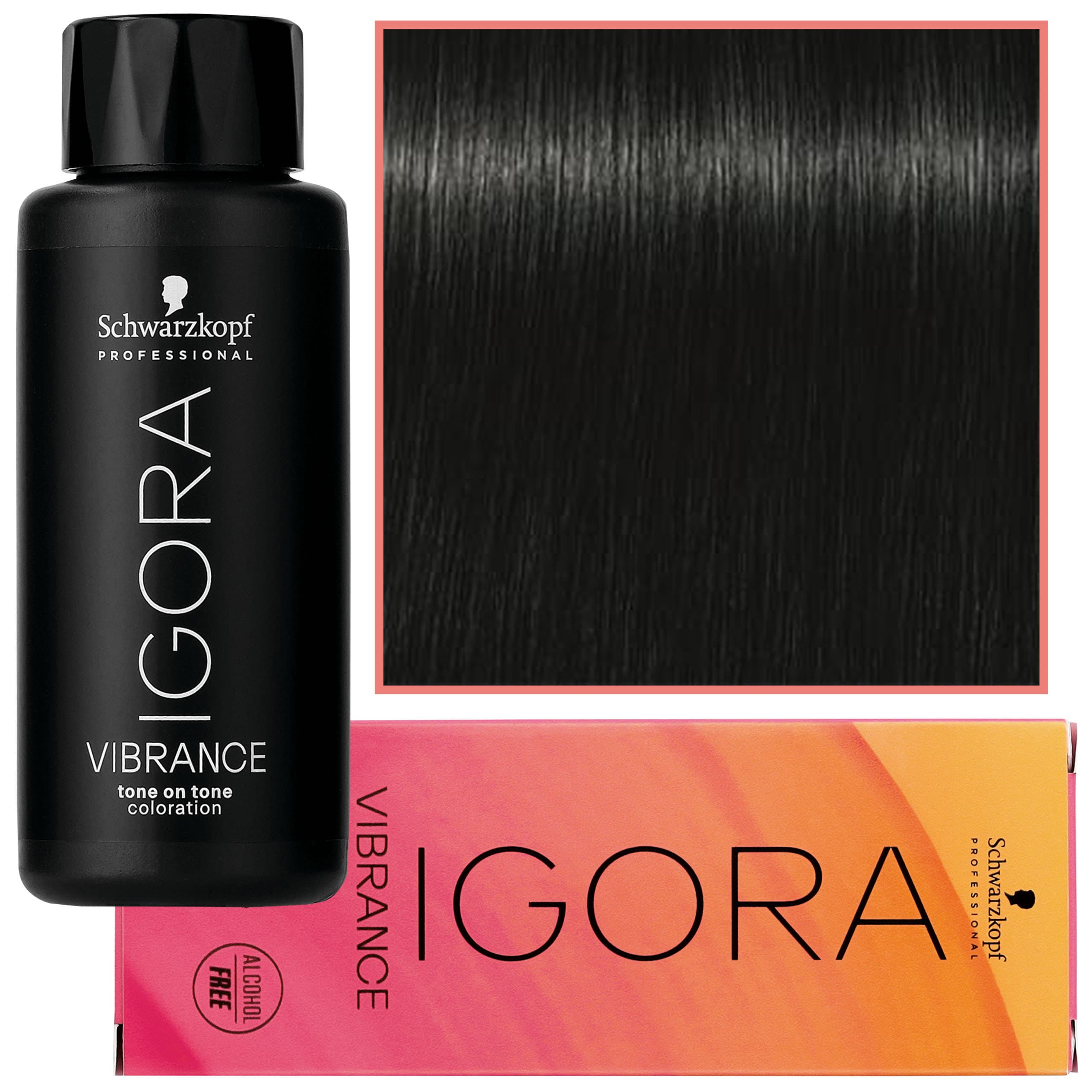 Igora Vibrance – półtrwała farba do włosów bez amoniaku, 1-0 | Czarny Naturalny