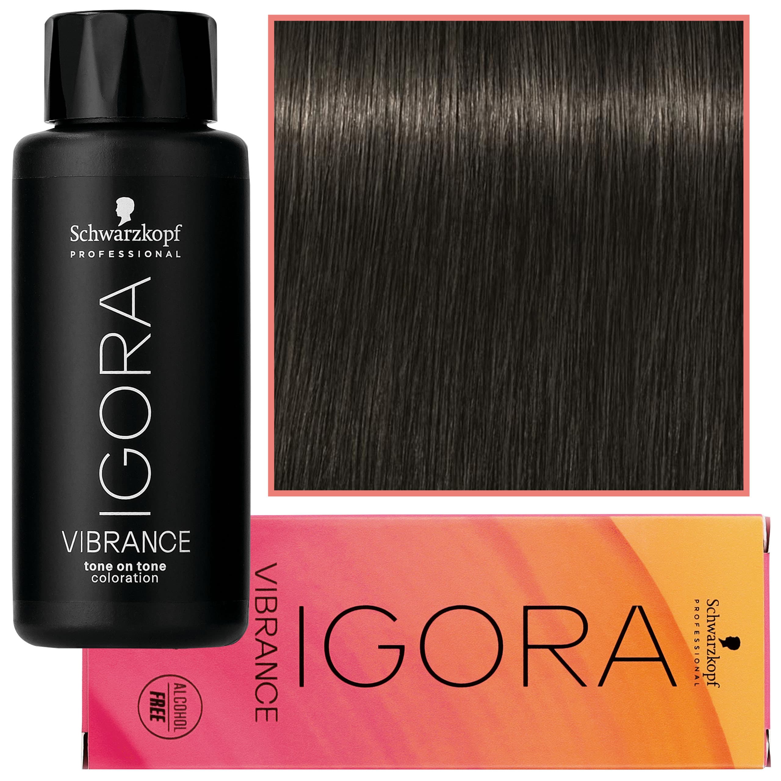 Igora Vibrance – półtrwała farba do włosów bez amoniaku, 4-13 | Średni Brąz Cendre Matowy