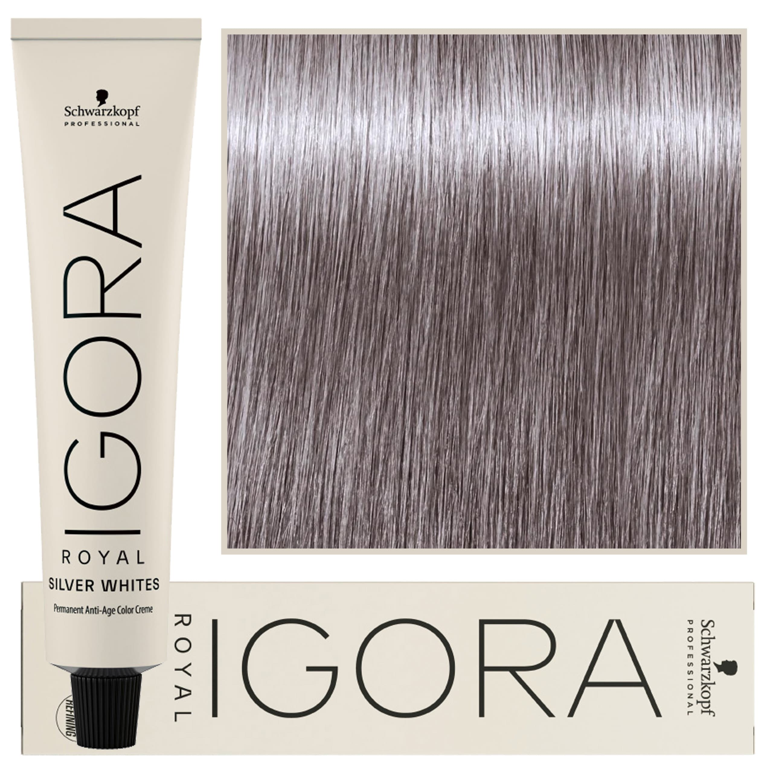 Igora Silver Whites – farba tonująca do włosów siwych, Grey Lilac | Szary Fiolet