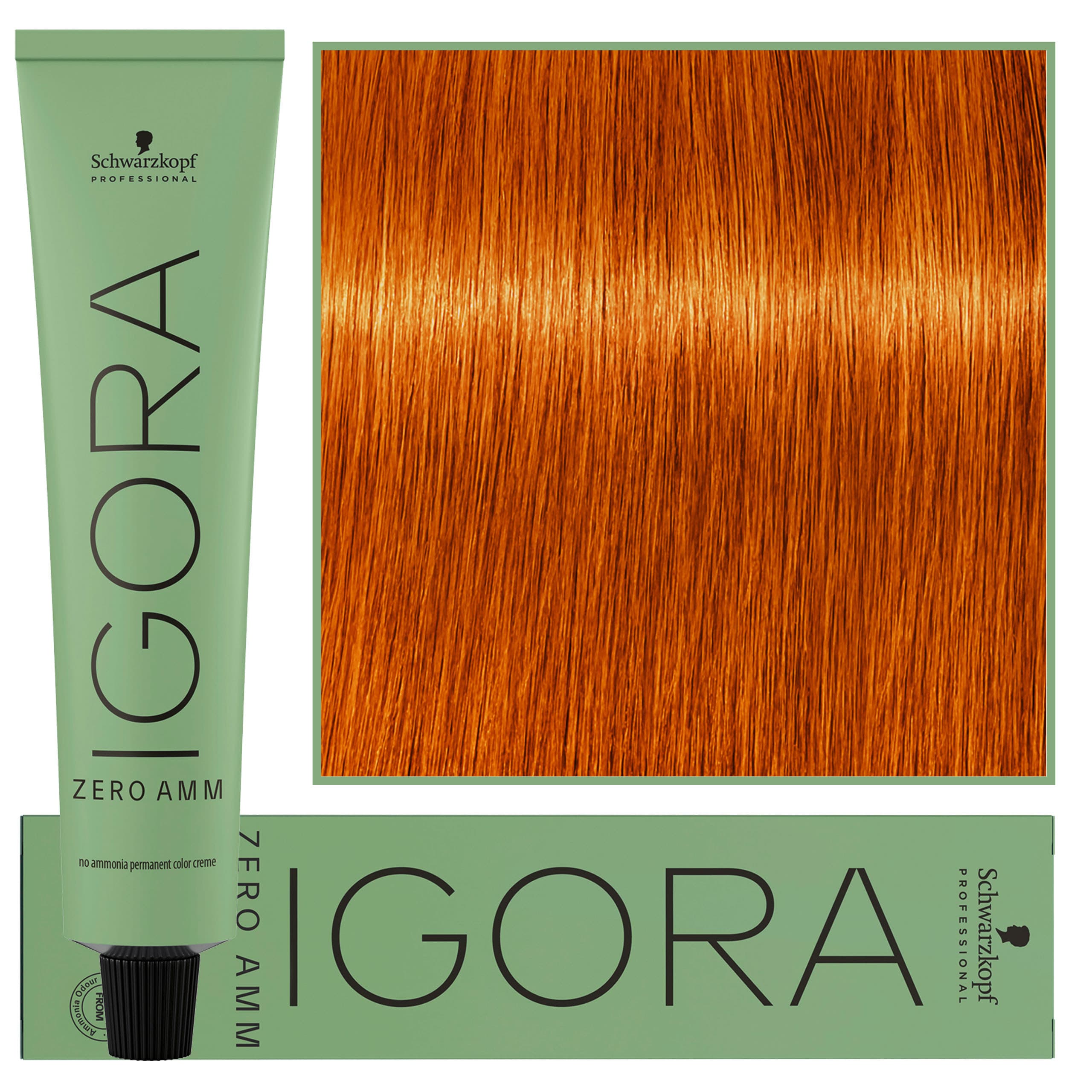 Igora Zero Amm - profesjonalna farba do włosów bez amoniaku, 7-77 | Średni Blond Miedziany Ekstra
