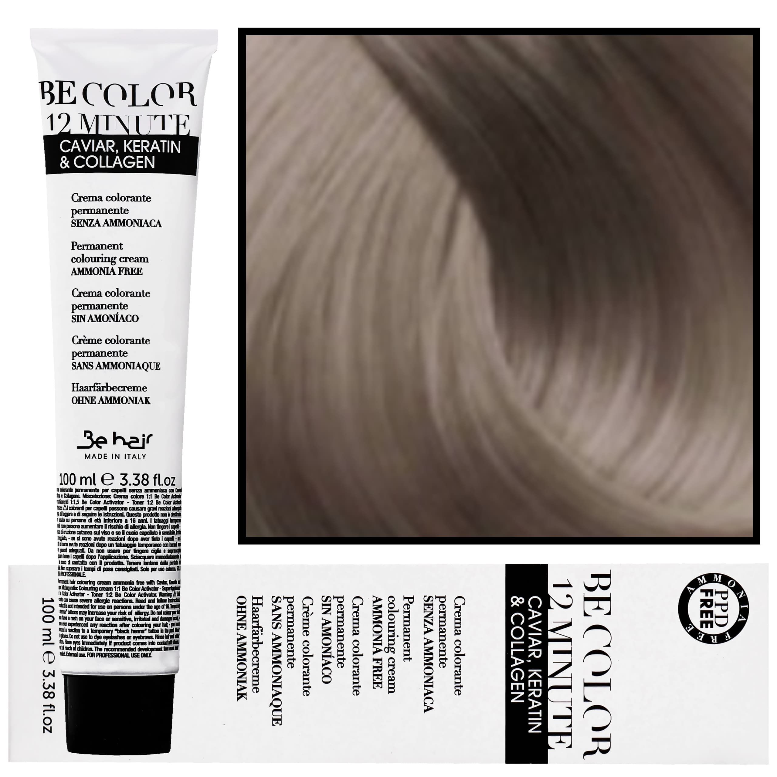 Be Color 12 minute - farba do włosów bez amoniaku, 7,8 | Średni Blond Beżowy