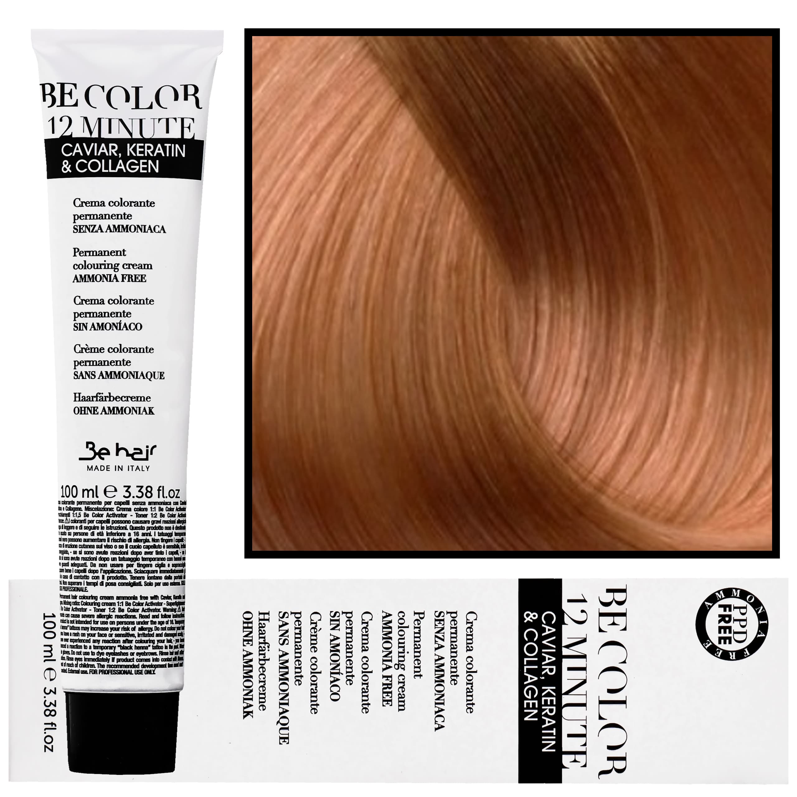 Be Color 12 minute - farba do włosów bez amoniaku, 7,4 | Średni Blond Miedziany