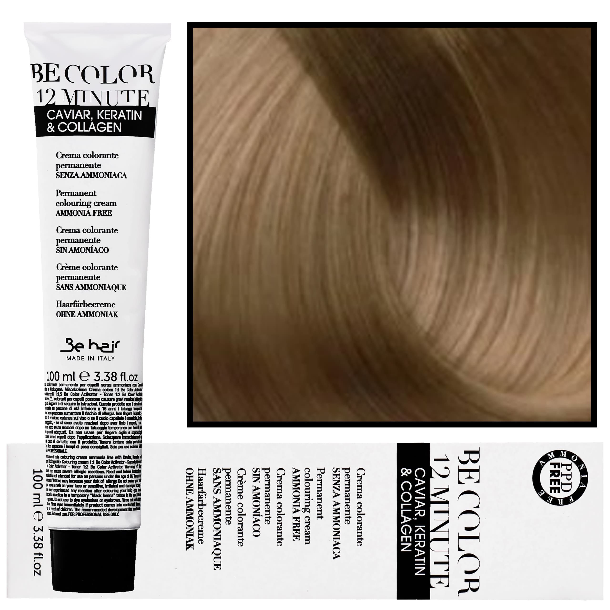Be Color 12 minute - farba do włosów bez amoniaku, 7,0 | Średni Blond