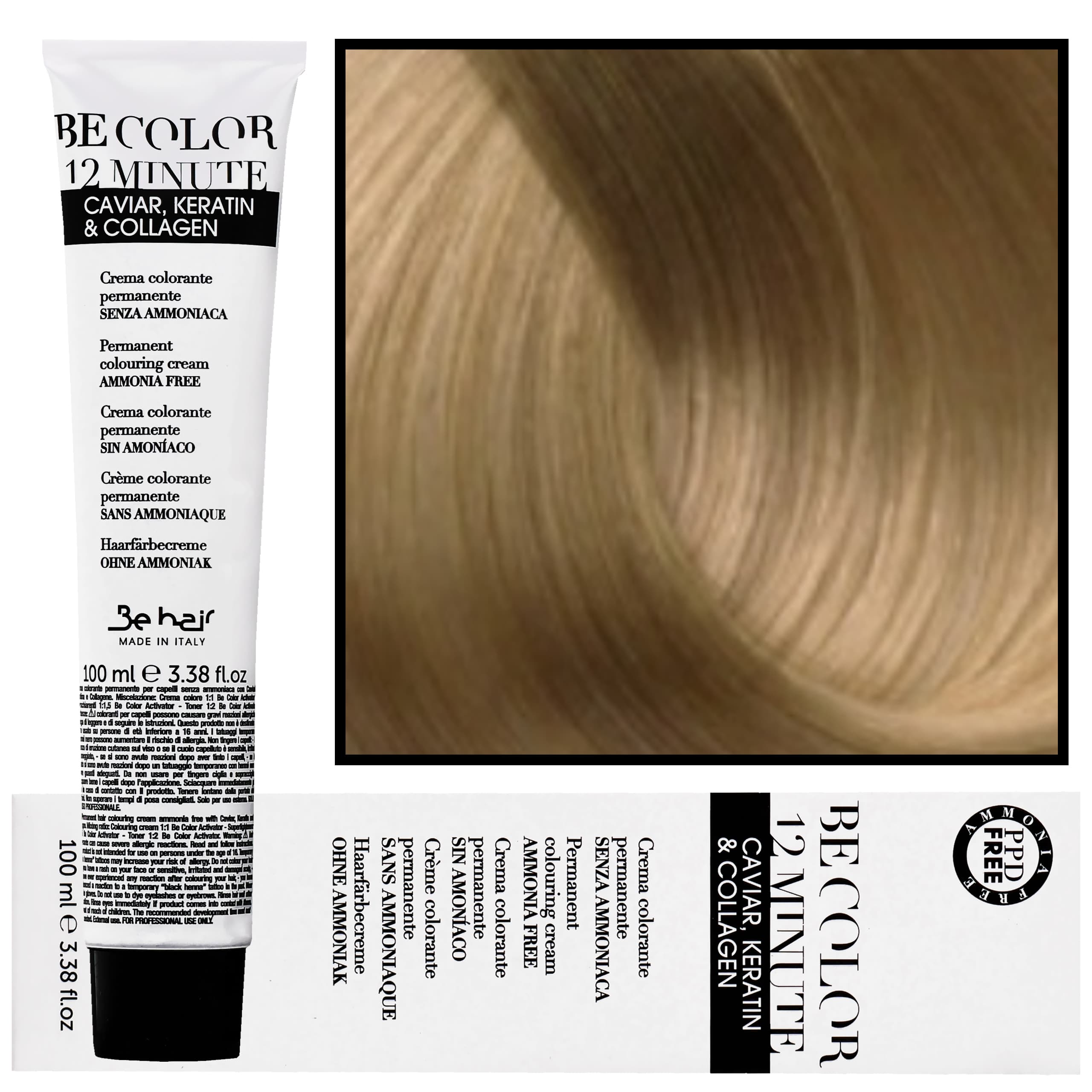 Be Color 12 minute - farba do włosów bez amoniaku, 8,0 | Jasny Blond