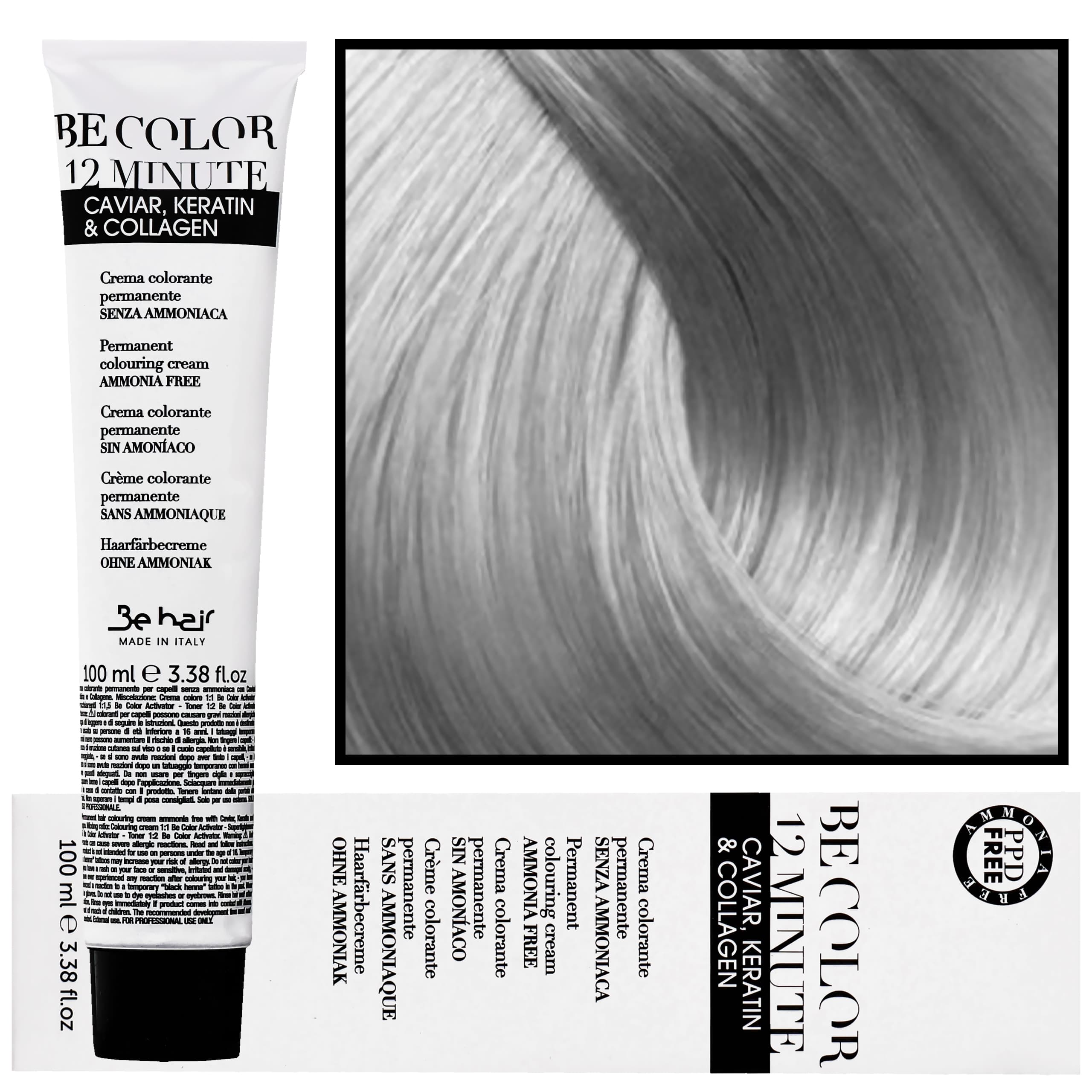 Be Color 12 minute - farba do włosów bez amoniaku, Silver | Srebrny