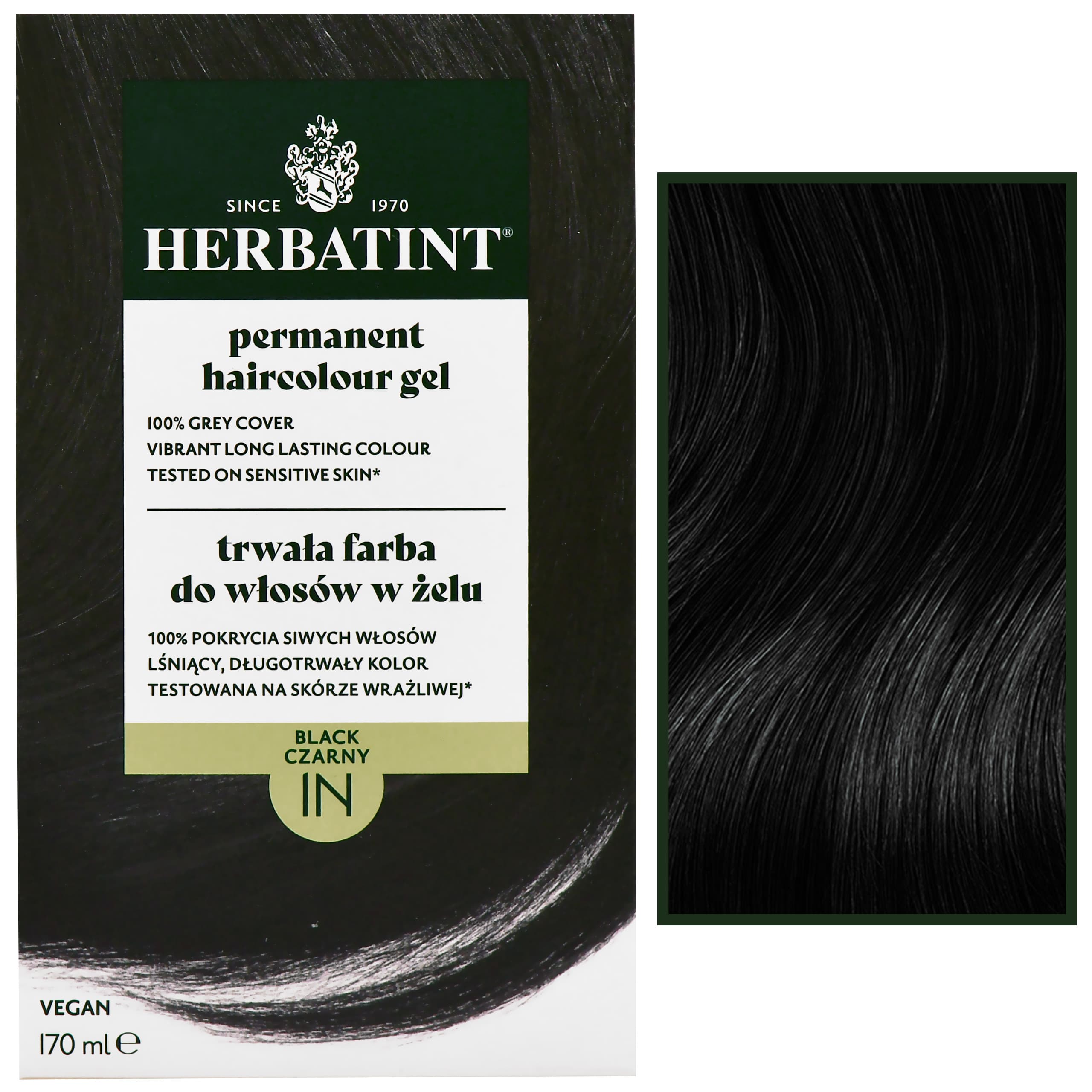 Permanent Haircolour Gel – trwała, ziołowa farba do włosów w żelu, 1N | Czarny