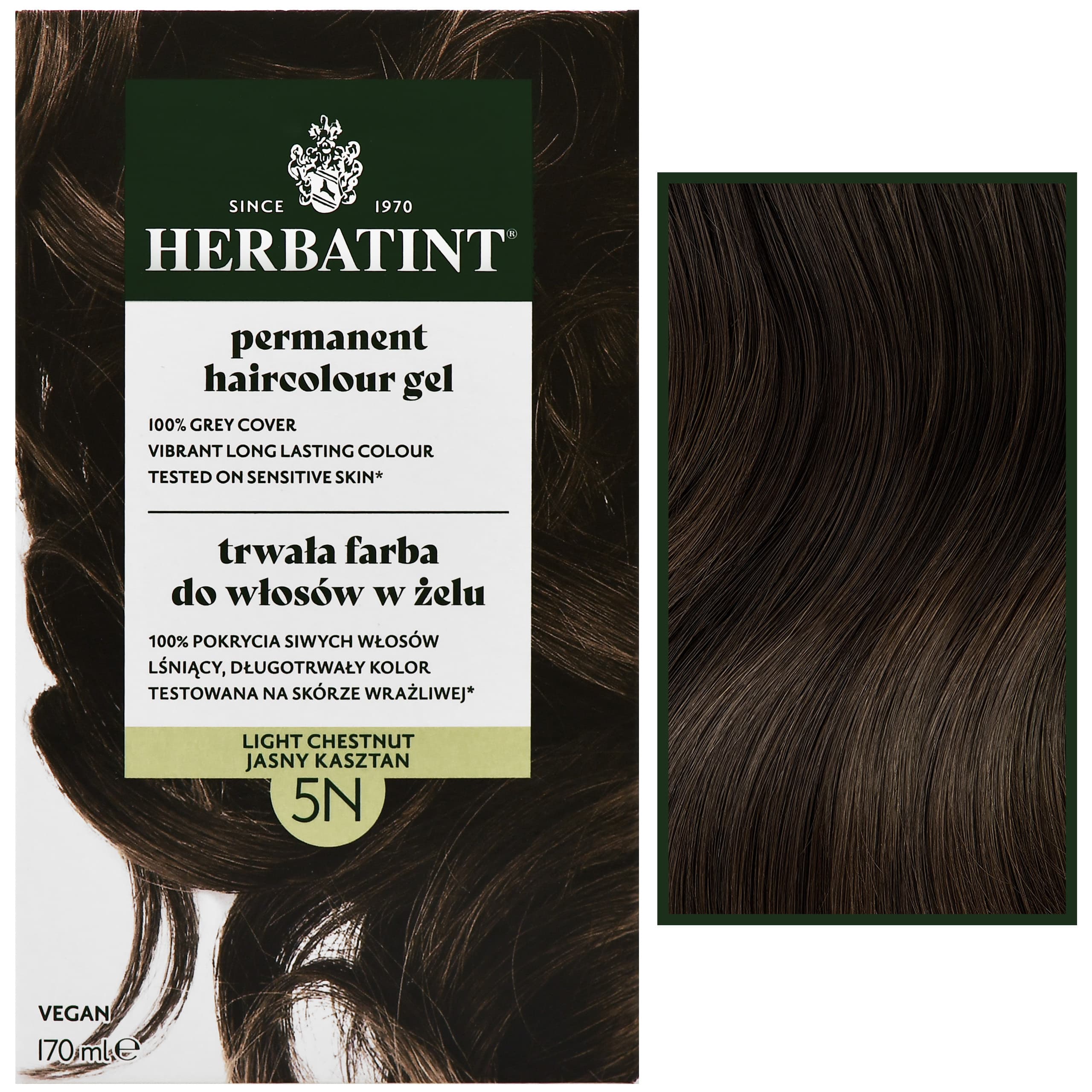 Permanent Haircolour Gel – trwała, ziołowa farba do włosów w żelu, 5N | Jasny Kasztan