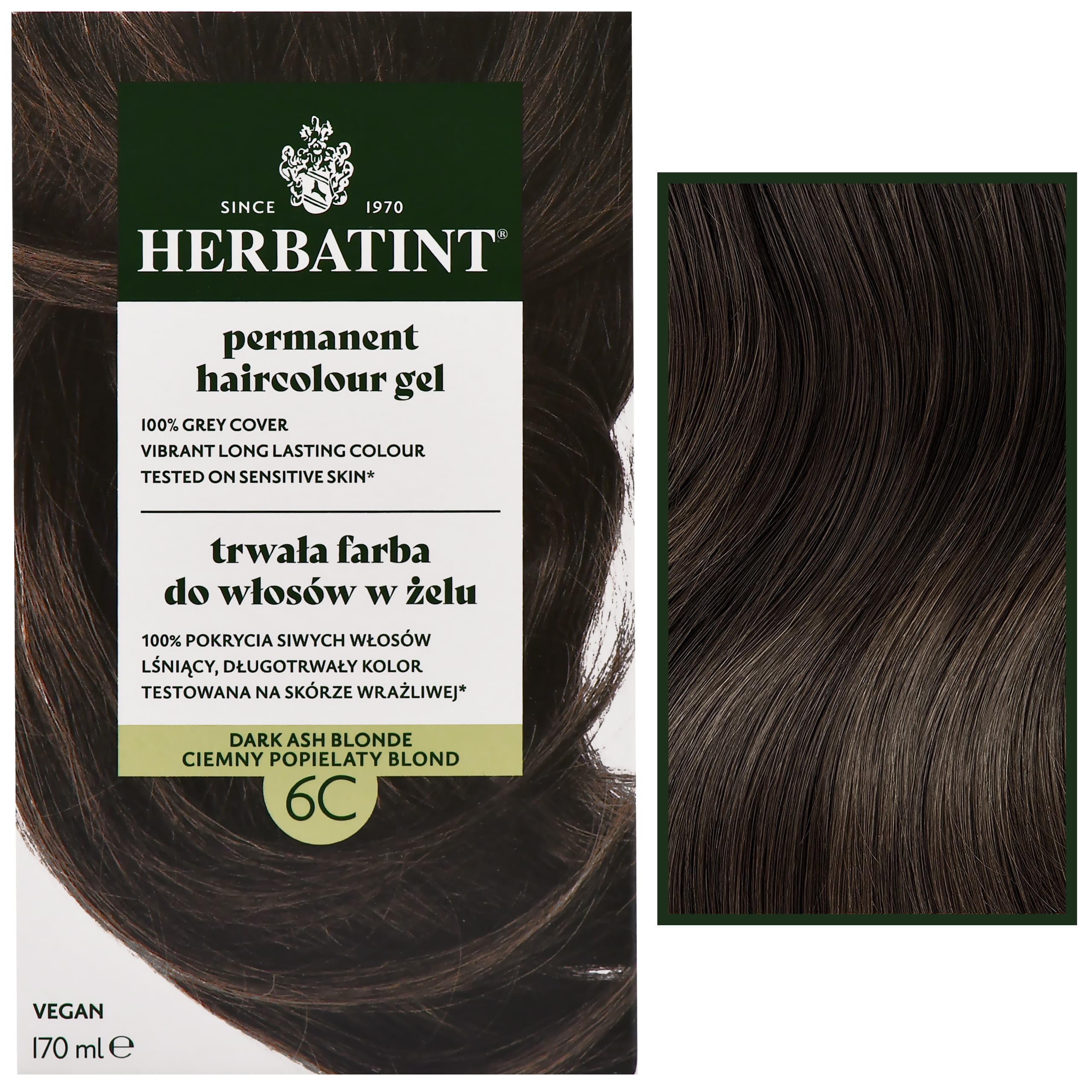 Permanent Haircolour Gel – trwała, ziołowa farba do włosów w żelu, 6C | Ciemny Popielaty Blond