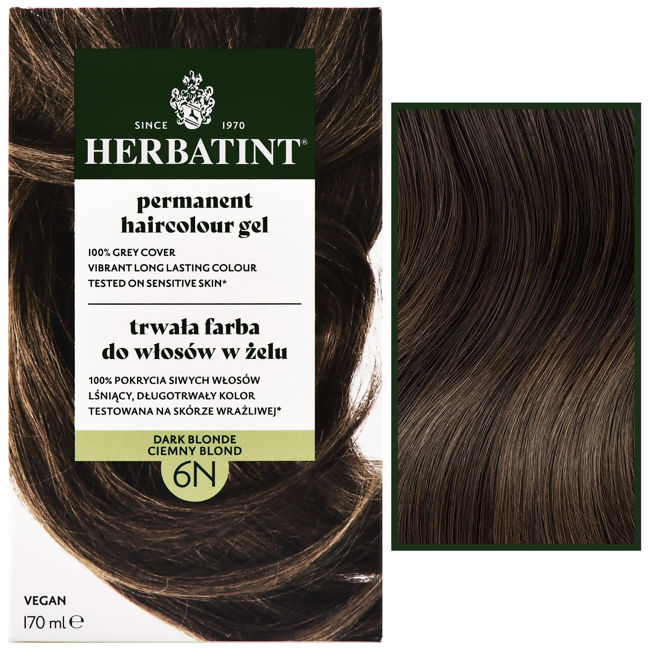 Permanent Haircolour Gel – trwała, ziołowa farba do włosów w żelu, 6N | Ciemny Blond