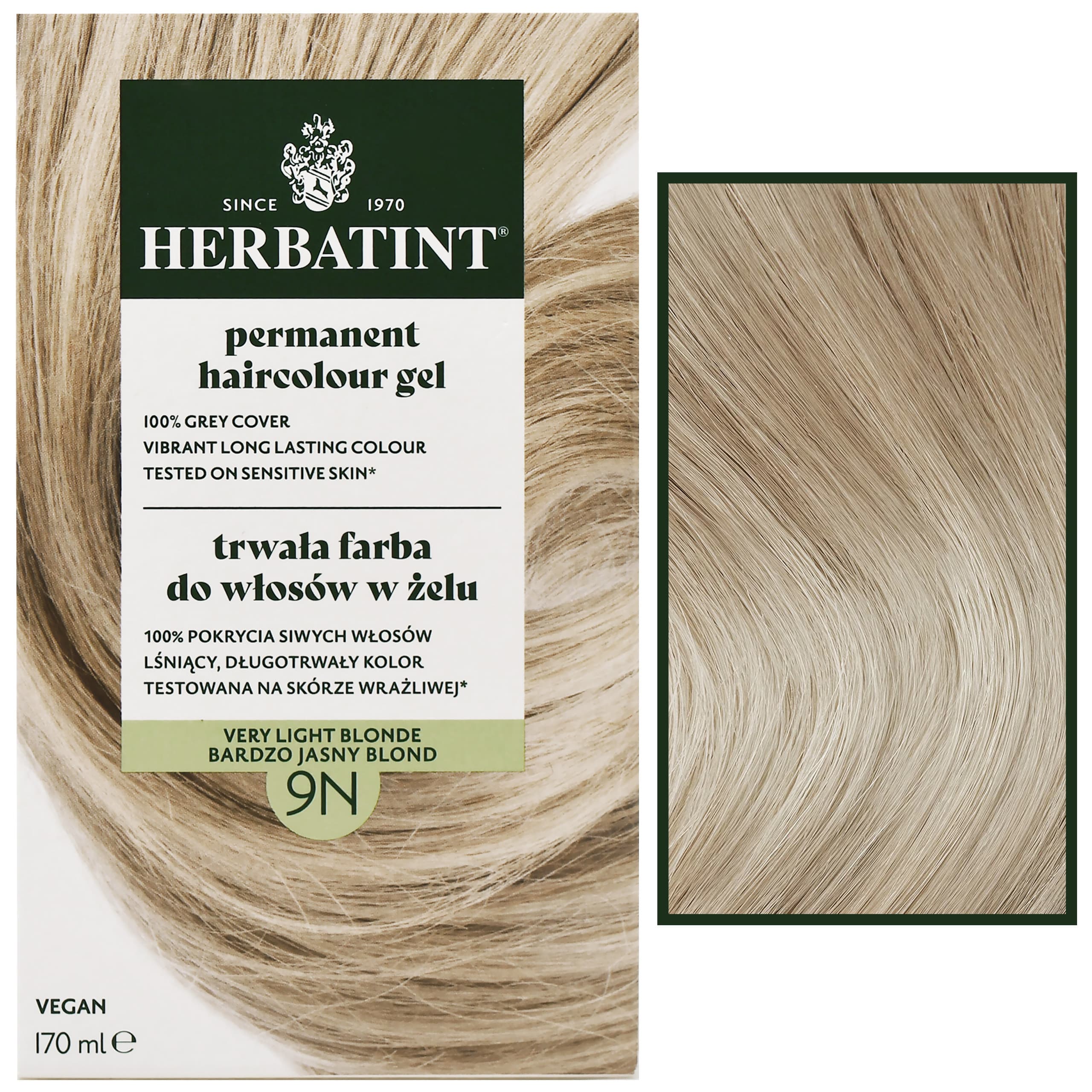 Permanent Haircolour Gel – trwała, ziołowa farba do włosów w żelu, 9N | Bardzo Jasny Blond