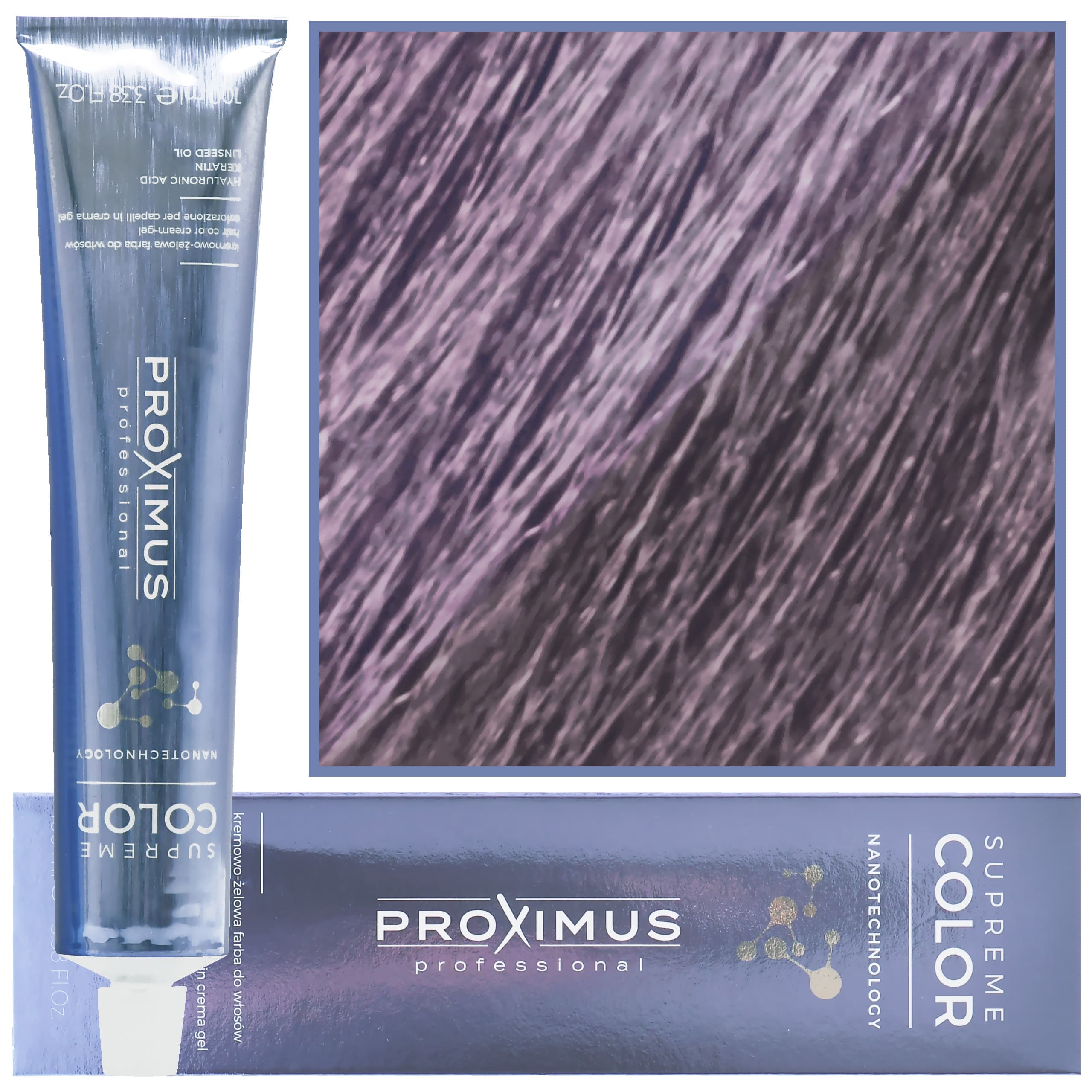 Proximus Supreme Color Nanotechnology – profesjonalna farba do włosów z kwasem hialuronowym, 9,18 | Bardzo Jasny Zimny Perłowy Blond