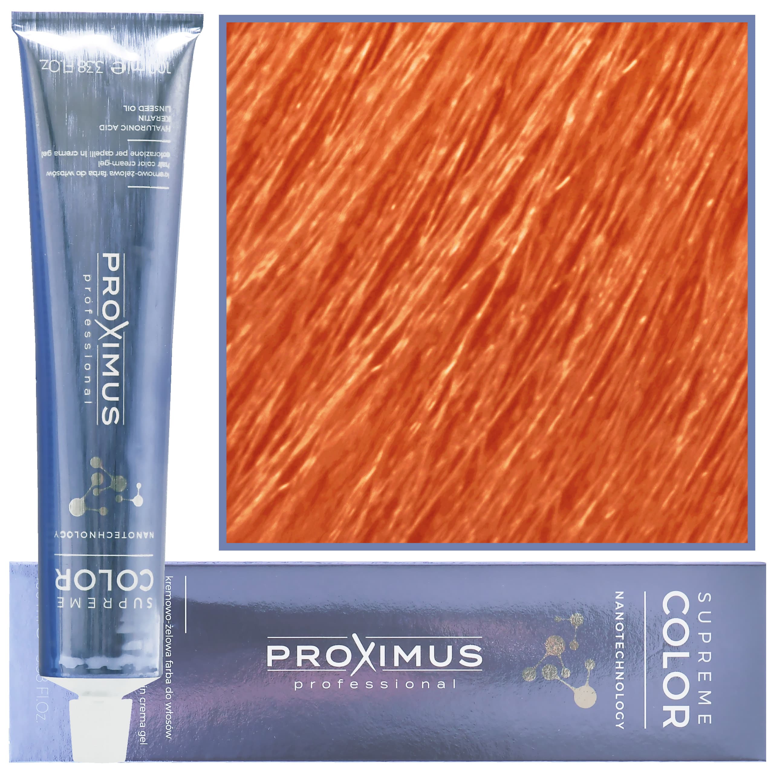Proximus Supreme Color Nanotechnology – profesjonalna farba do włosów z kwasem hialuronowym, 9,46 | Bardzo Jasny Miedziano Czerwony Blond