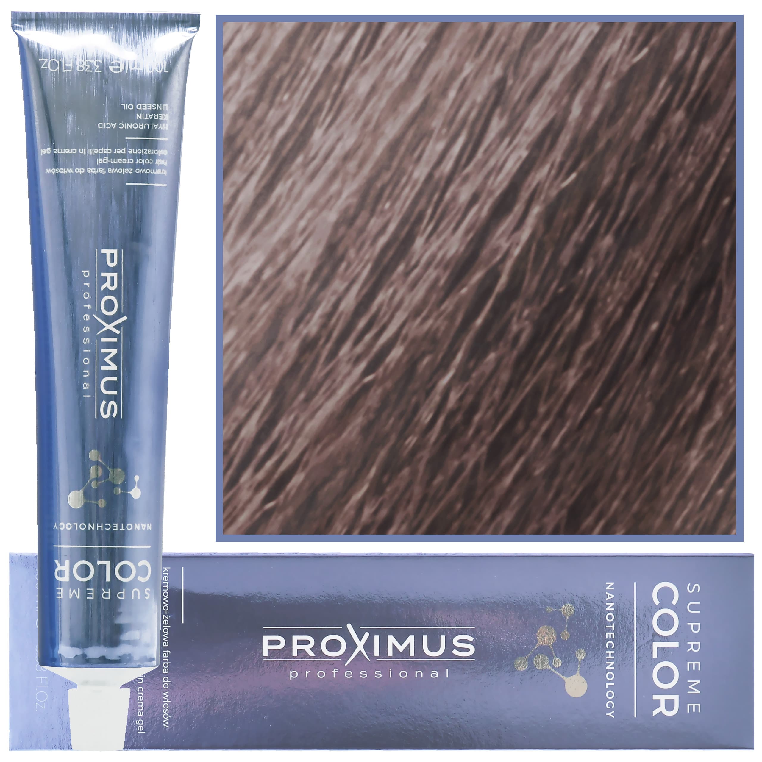 Proximus Supreme Color Nanotechnology – profesjonalna farba do włosów z kwasem hialuronowym, 11,71 | Super Rozjaśniający Piaskowo Popielaty Blond