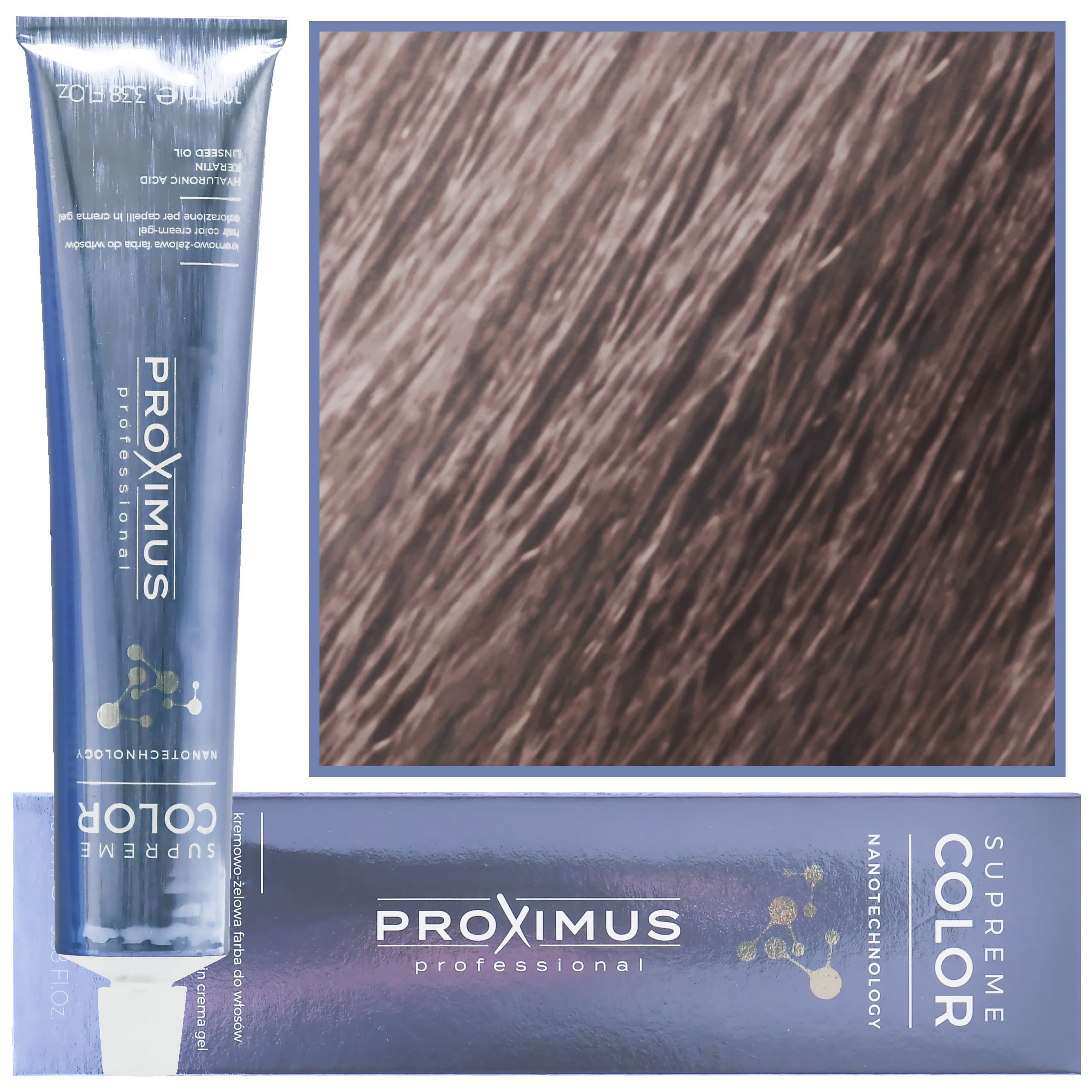 Proximus Supreme Color Nanotechnology – profesjonalna farba do włosów z kwasem hialuronowym, 11,81 | Super Rozjaśniający Tytoniowy Blond