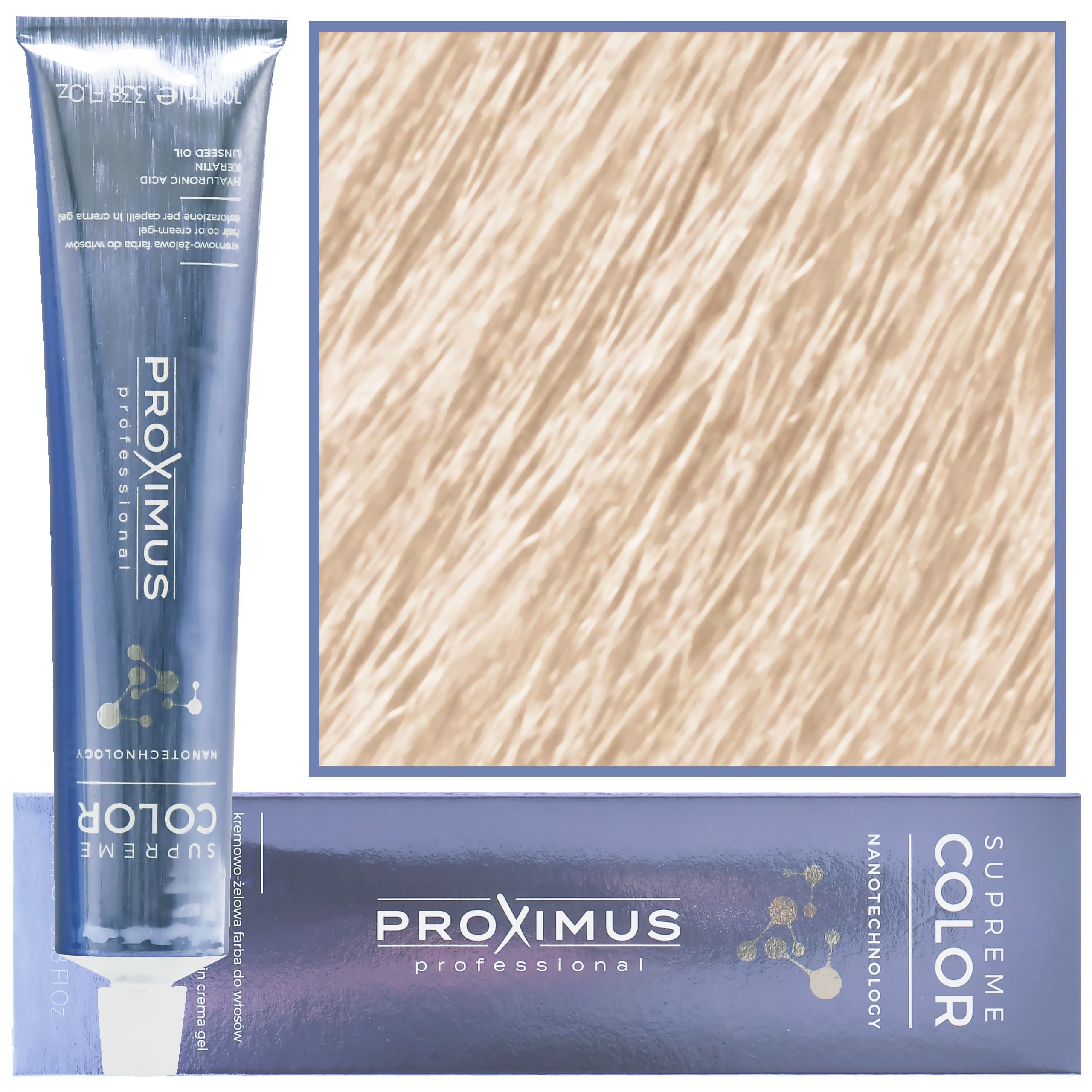 Proximus Supreme Color Nanotechnology – profesjonalna farba do włosów z kwasem hialuronowym, 12R | Super Rozjaśniający Wzmacniacz