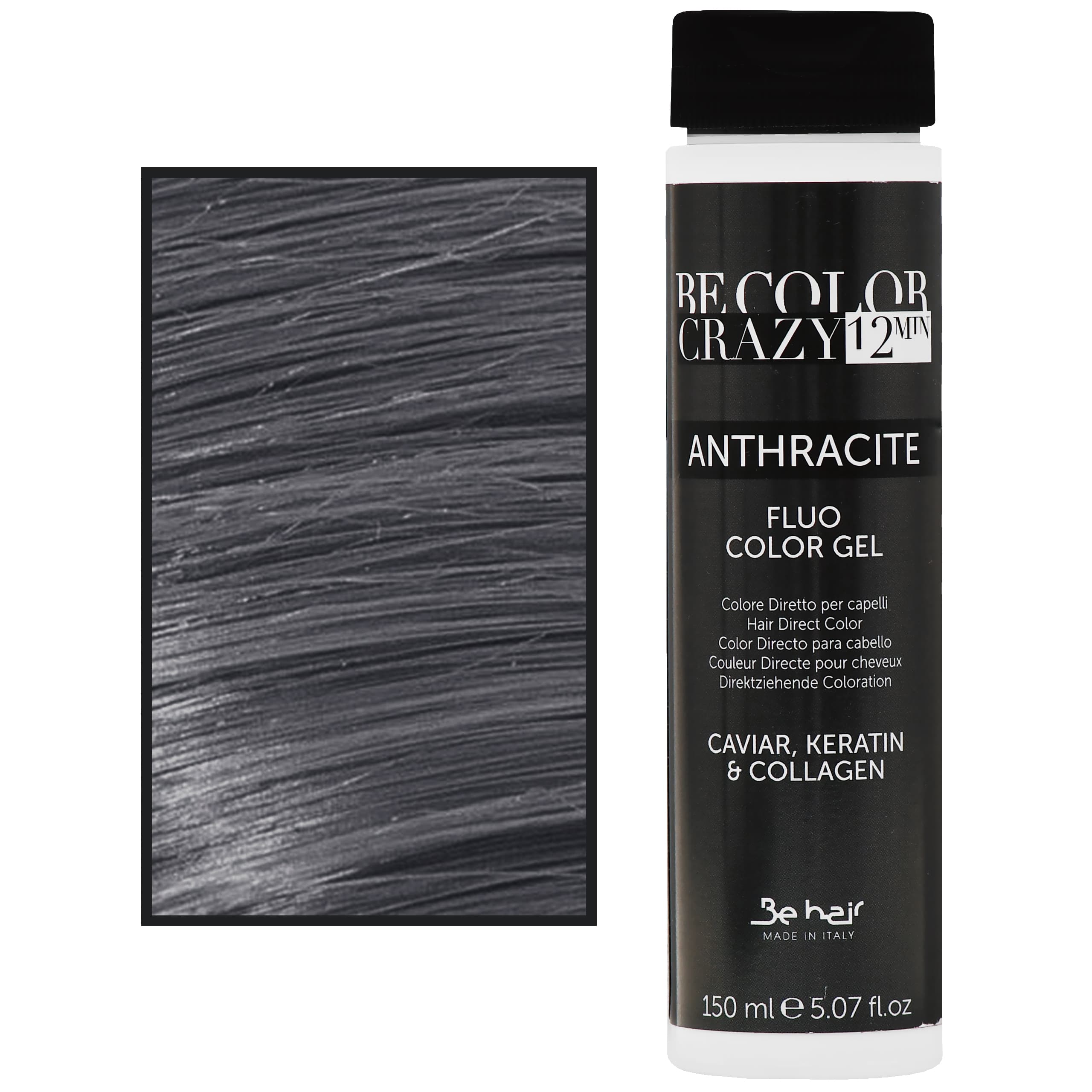 Be Color Crazy – toner do włosów w żelu z keratyną, bez amoniaku, Anthracite | Antracyt