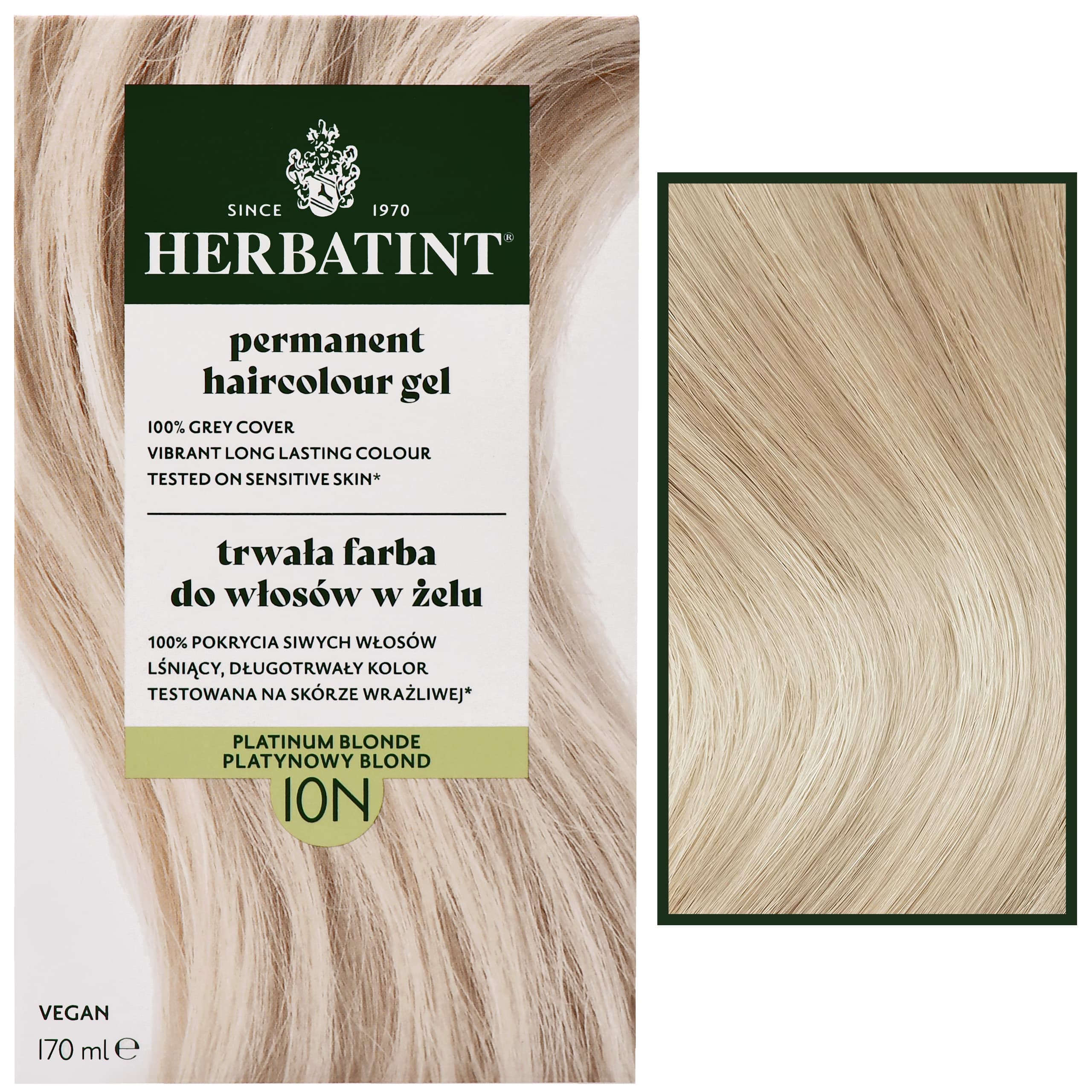 Permanent Haircolour Gel – trwała, ziołowa farba do włosów w żelu, 10N | Platynowy Blond