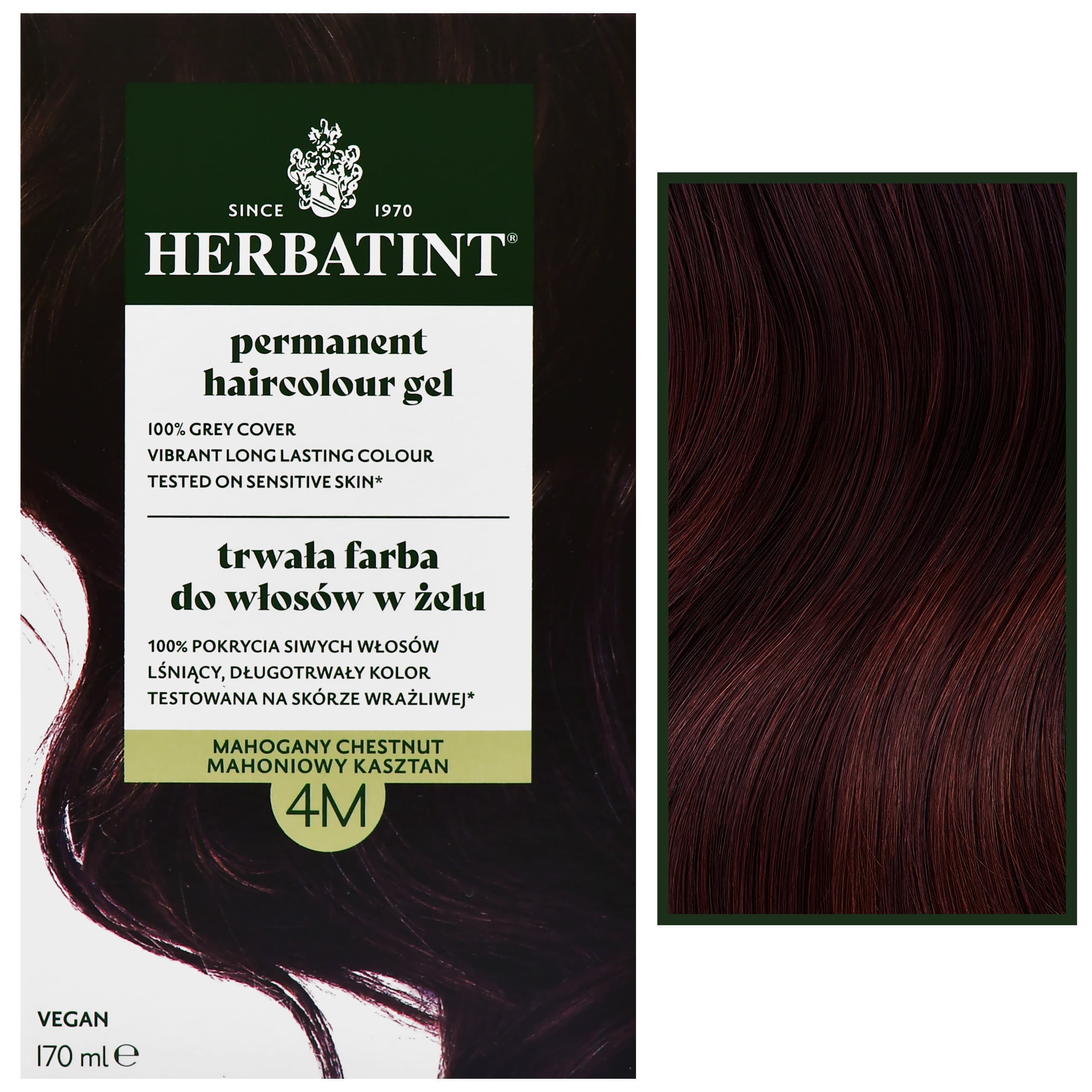 Permanent Haircolour Gel – trwała, ziołowa farba do włosów w żelu, 4M | Mahoniowy Kasztan