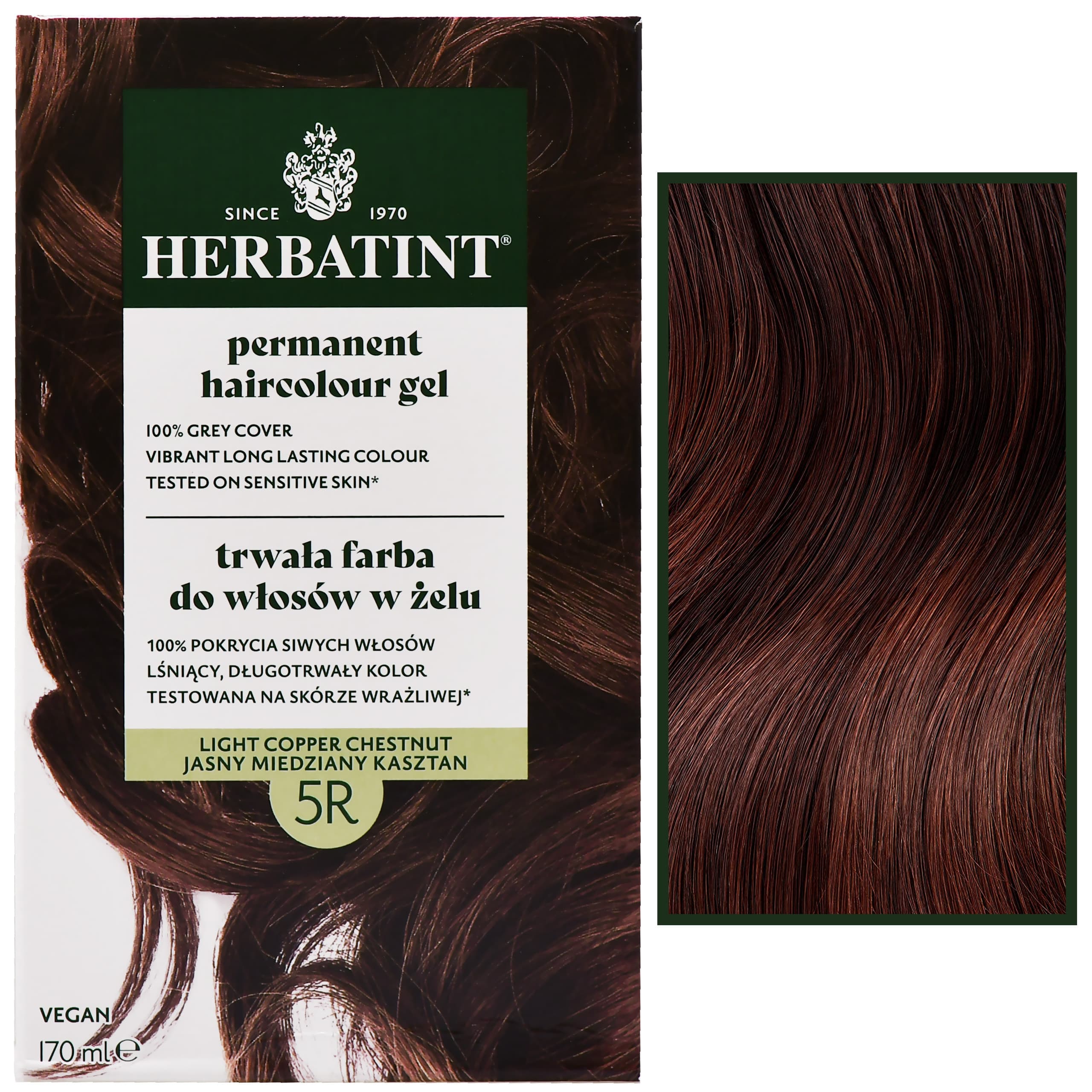 Permanent Haircolour Gel – trwała, ziołowa farba do włosów w żelu, 5R | Jasny Miedziany Kasztan