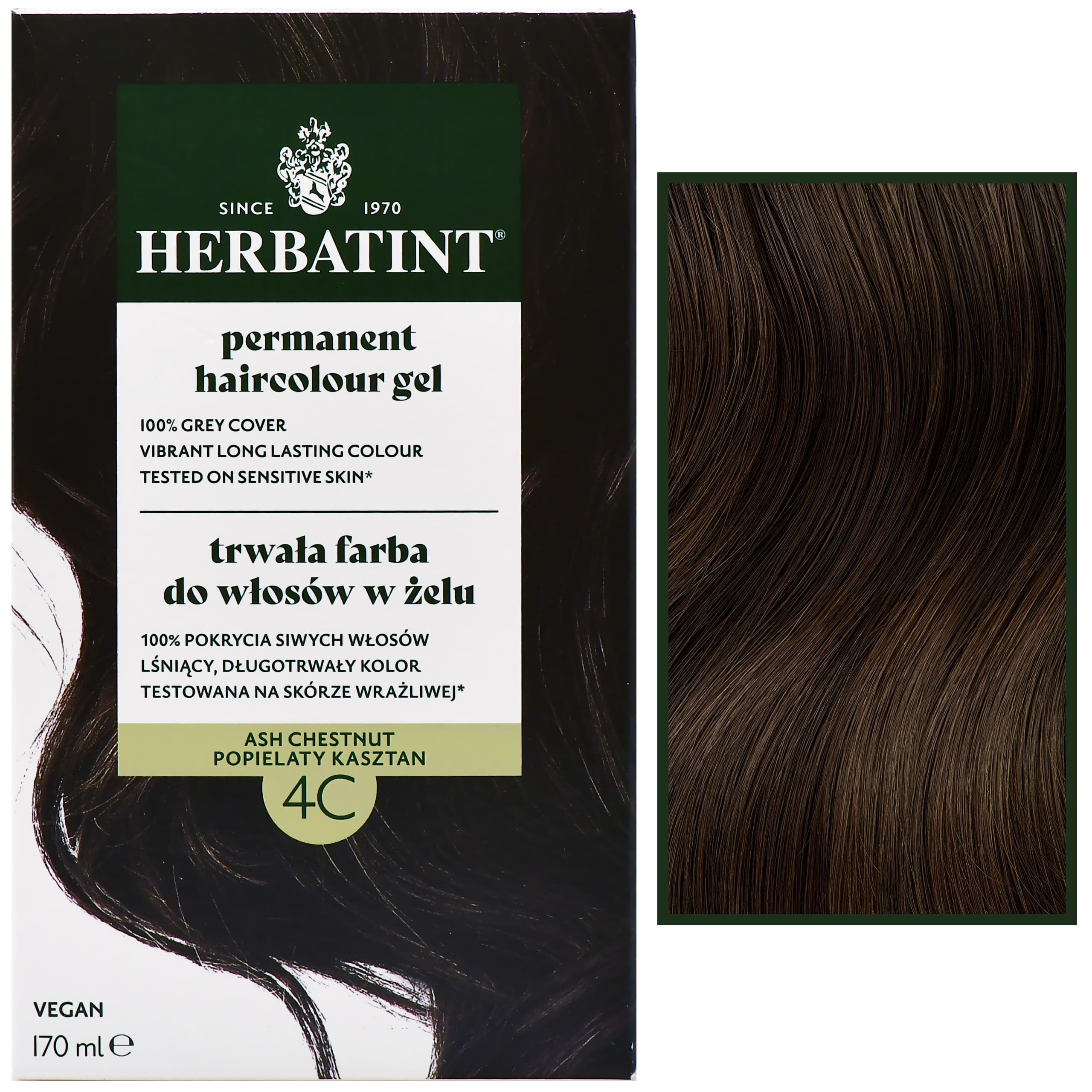 Permanent Haircolour Gel – trwała, ziołowa farba do włosów w żelu, 4C | Popielaty Kasztan