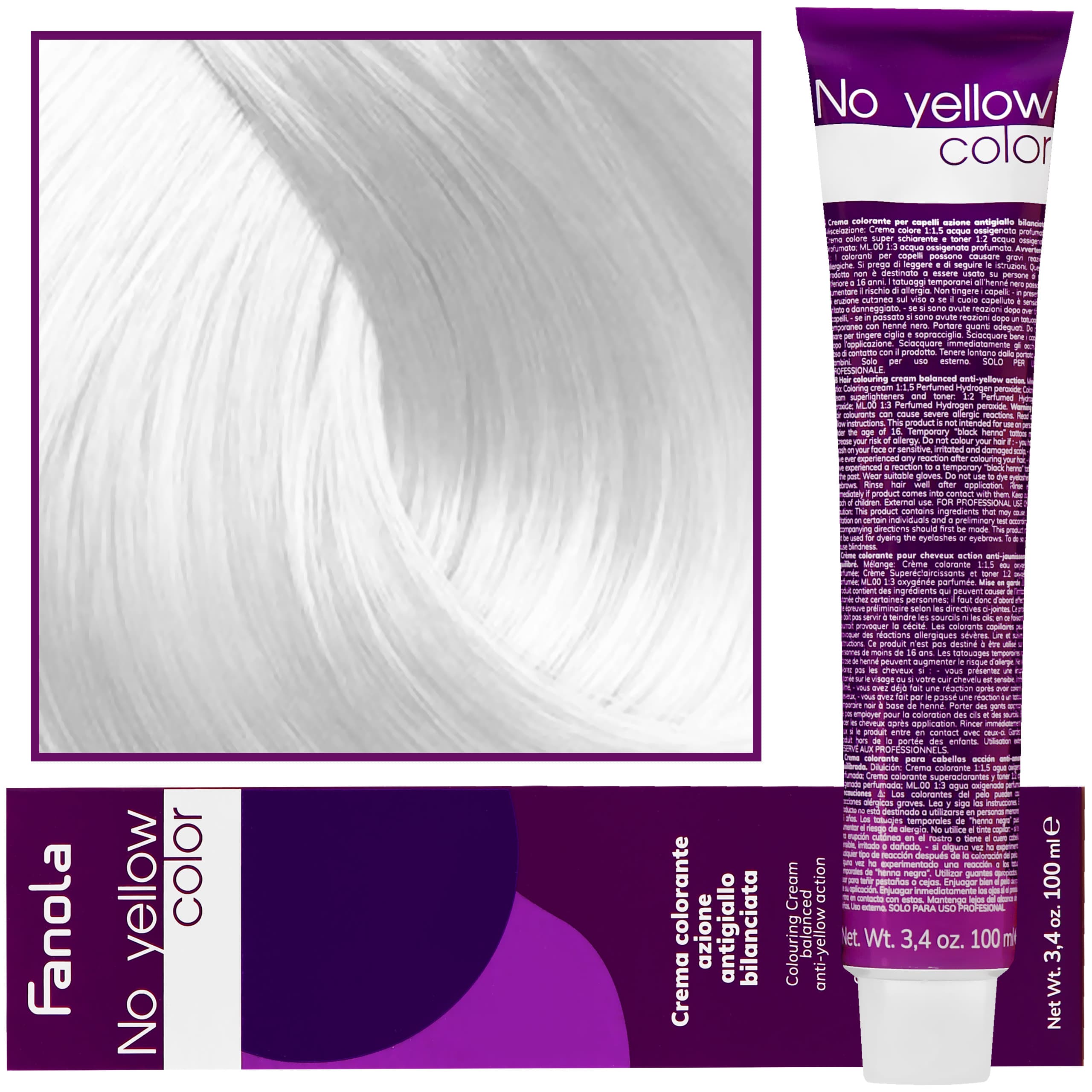 No Yellow - farba koloryzująca do włosów blond i siwych, chłodne tony, ML.00 - Multi Rozjaśniacz