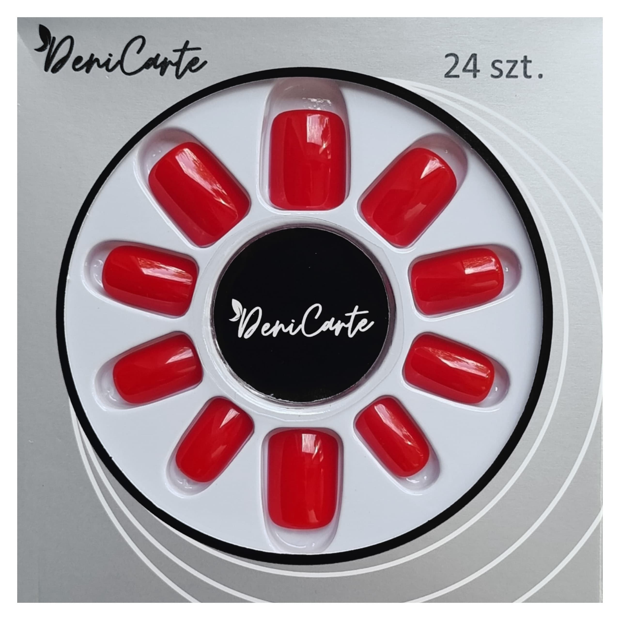 Square - krótkie gotowe tipsy do stylizacji paznokci, różne kolory Red Classic | Klasyczna czerwień