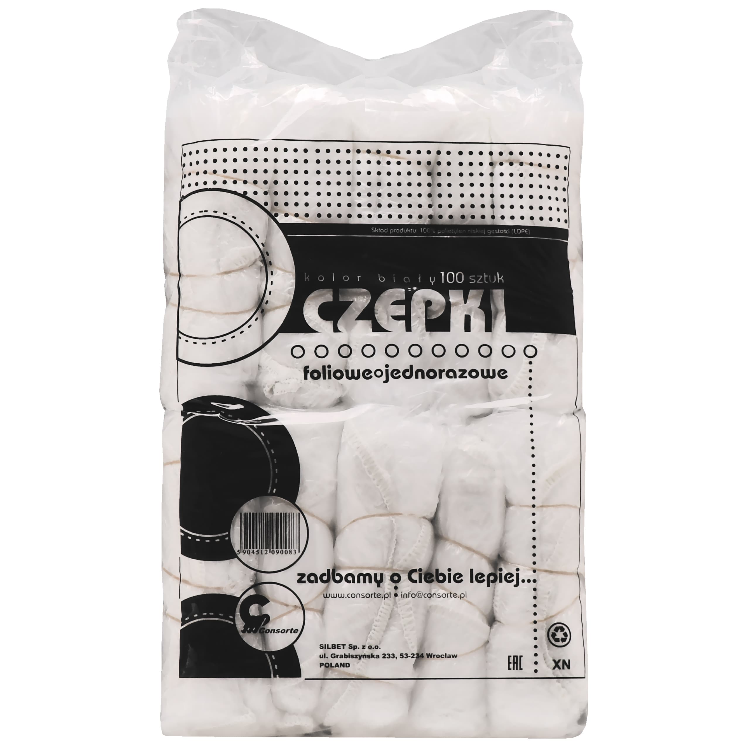 Higiena Jednorazowe czepki fryzjerskie z gumką, foliowe