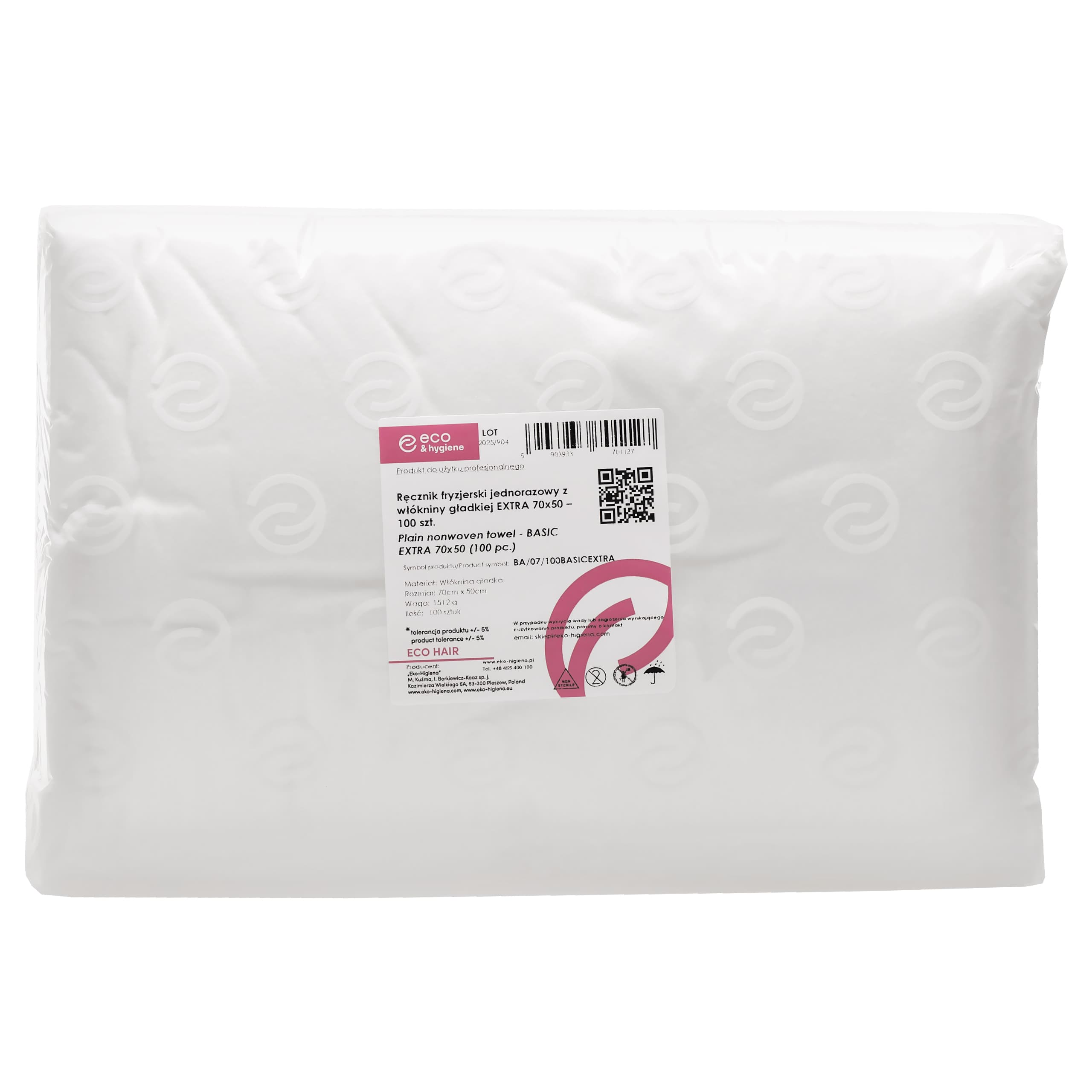 Higiena Jednorazowy ręcznik fryzjerski z włókniny gładkiej Extra Basic 70x50cm