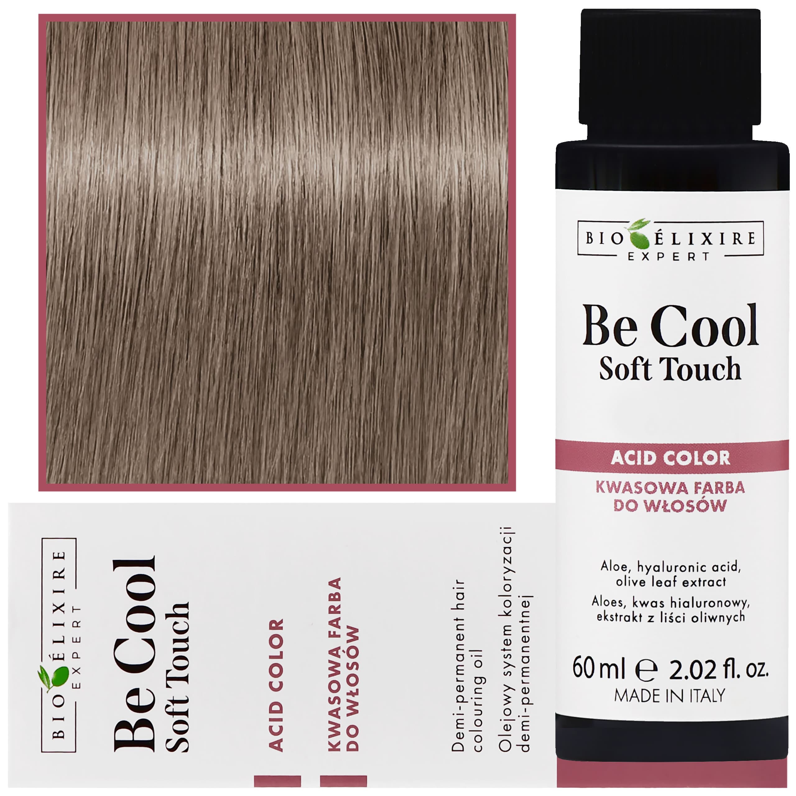 Be Cool Soft Touch - wegańska farba do włosów o kwasowej formule, 7.13 | Średni Złoty Popielaty Blond